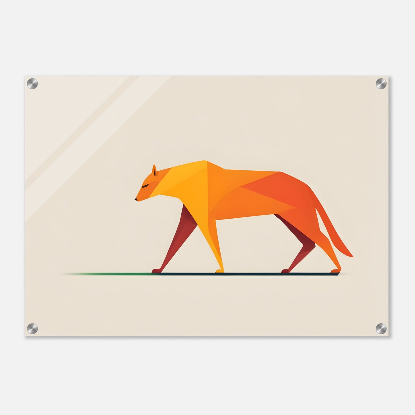 Fierce Geometric Fox - Minimalist Abstract Acrylic Art