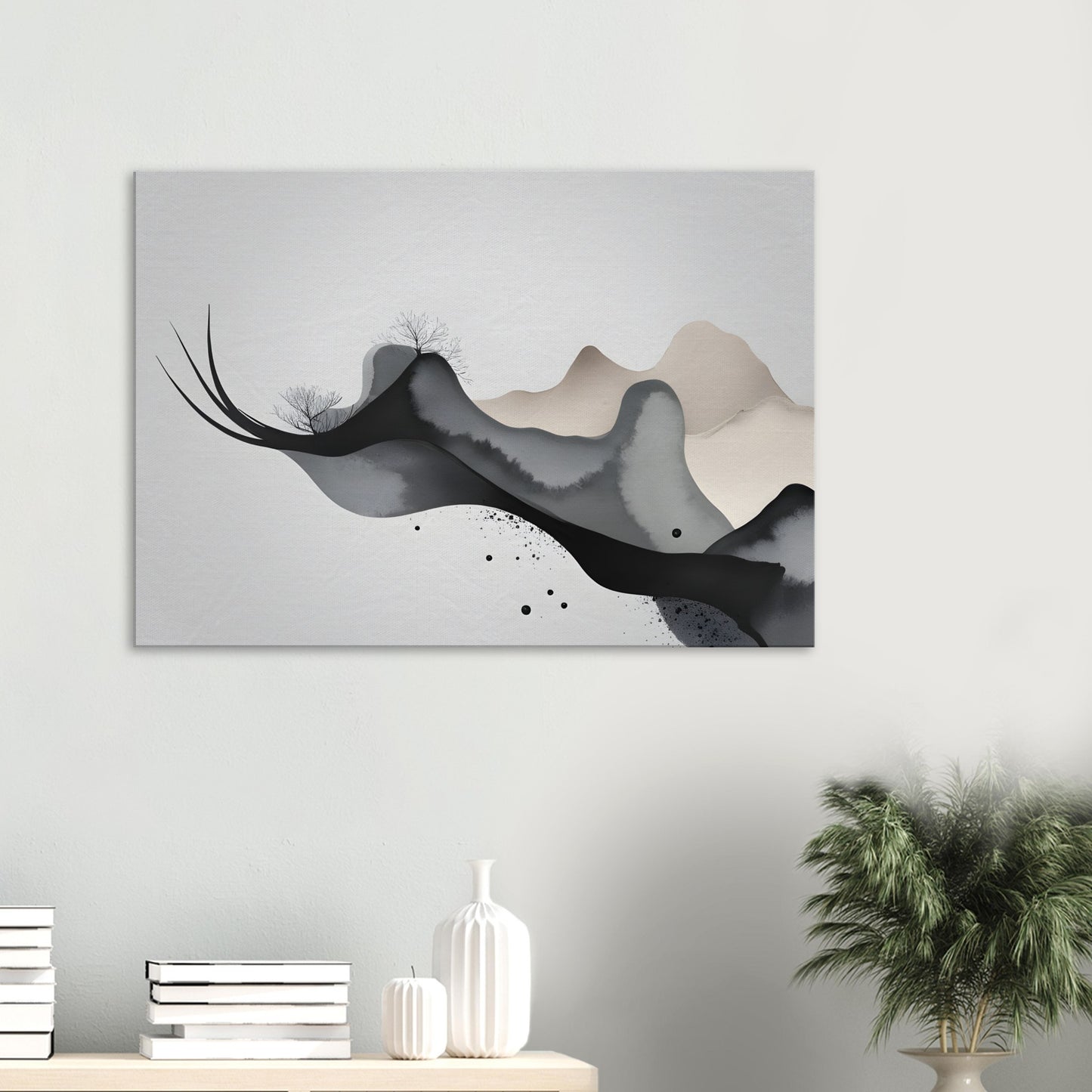 Minimalist Abstract Canvas Print - Serene Mountain Flow