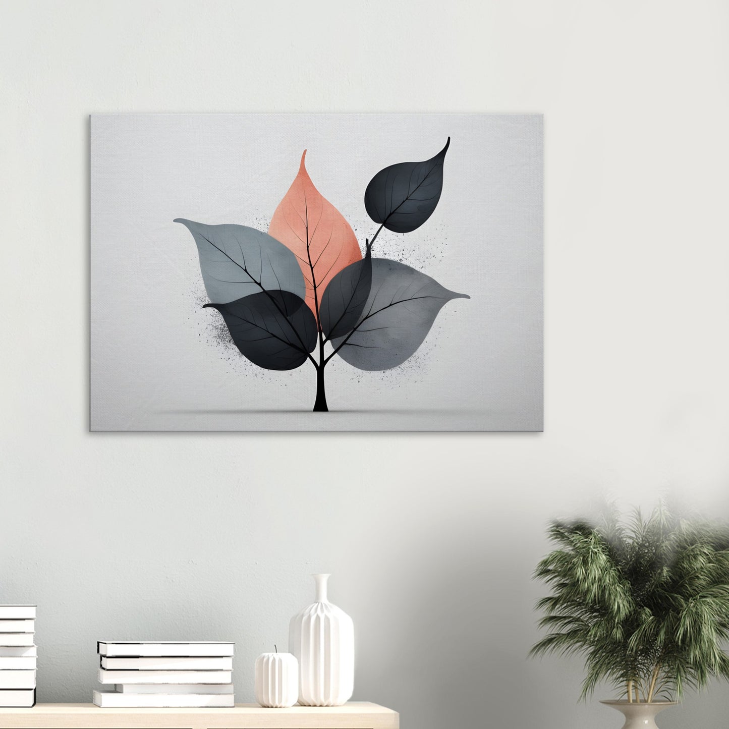 Minimalist Abstract Wall Art with Elegant Leaves