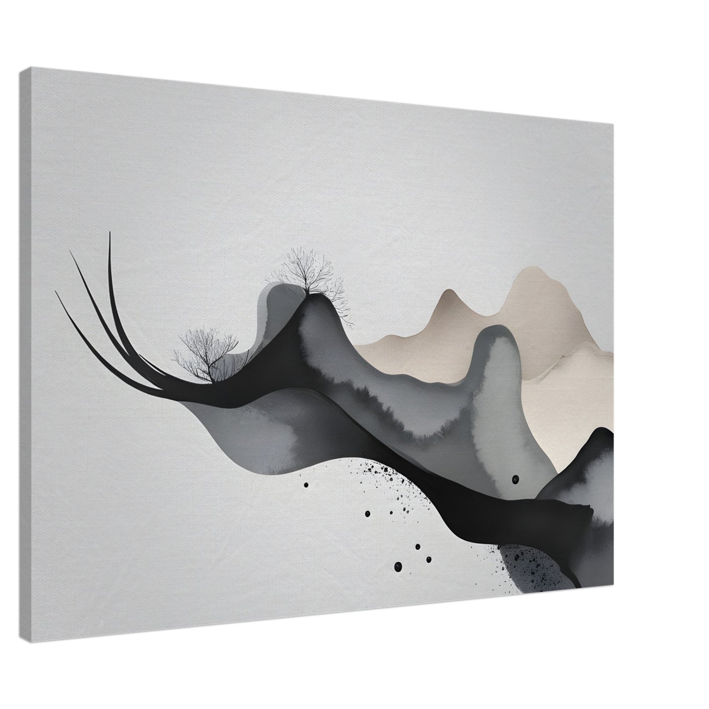 Minimalist Abstract Canvas Print - Serene Mountain Flow