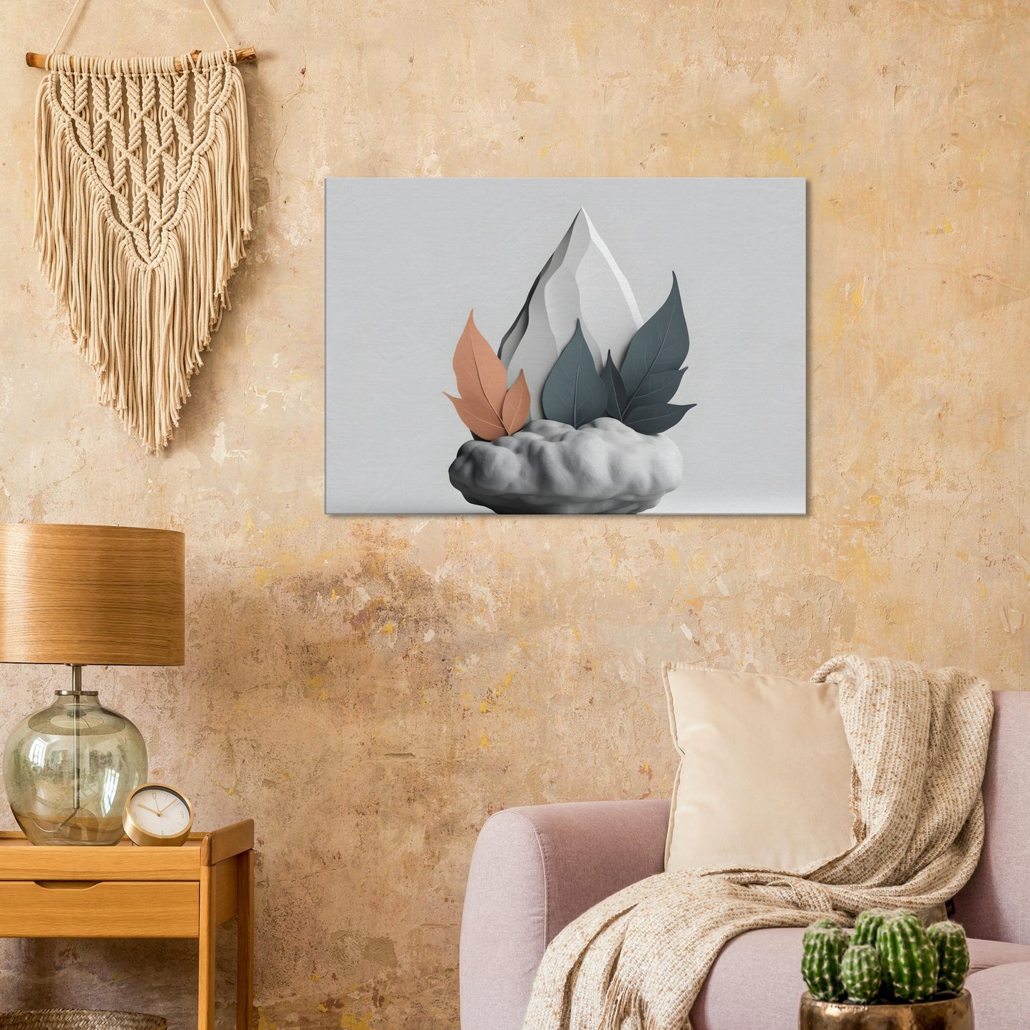 Minimalist Abstract Canvas Print with Nature Elements