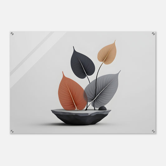 Minimalist Abstract Acrylic Print of Leafy Delight