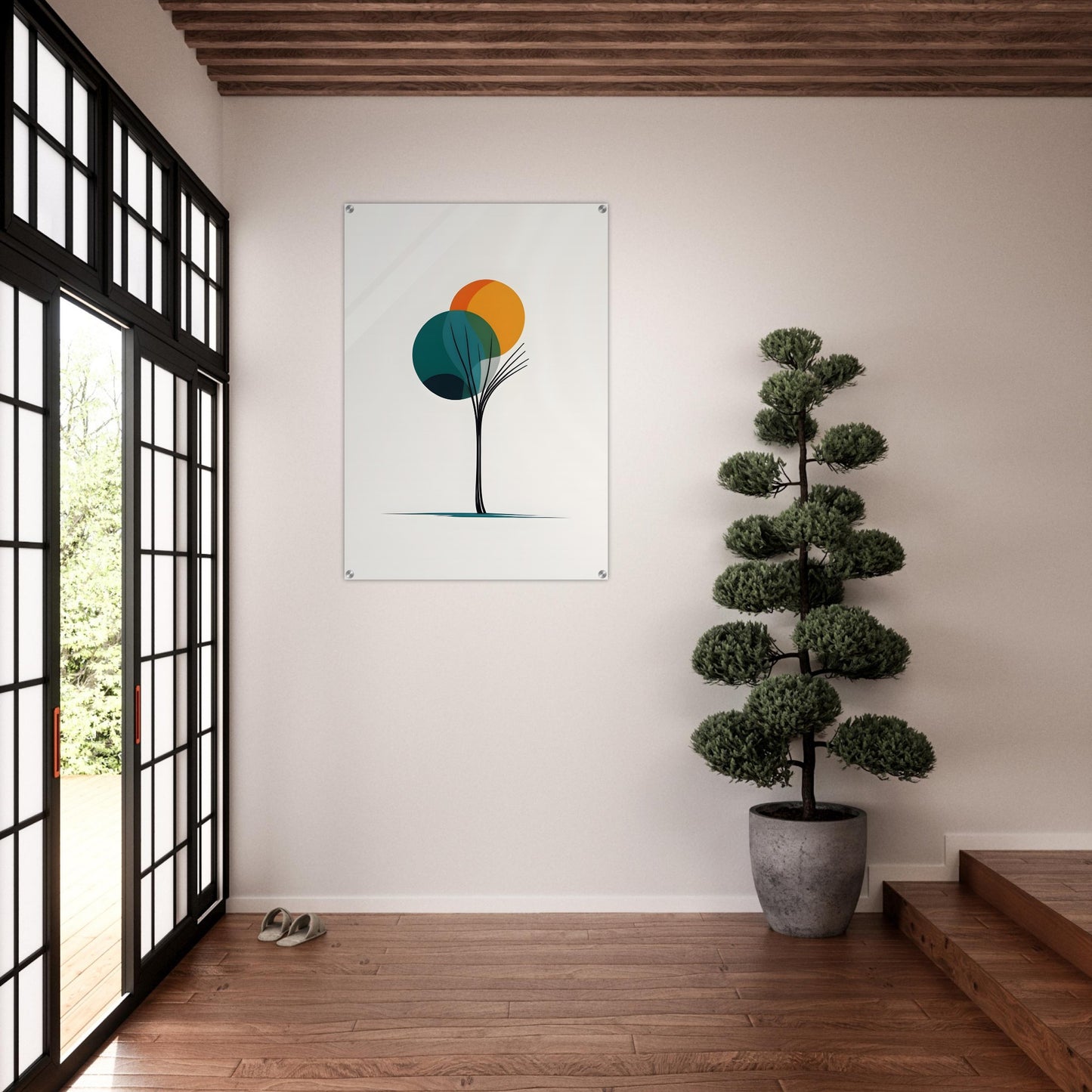 Acrylic glass wall art, Serene Abstract Wall Art with Nature Elements