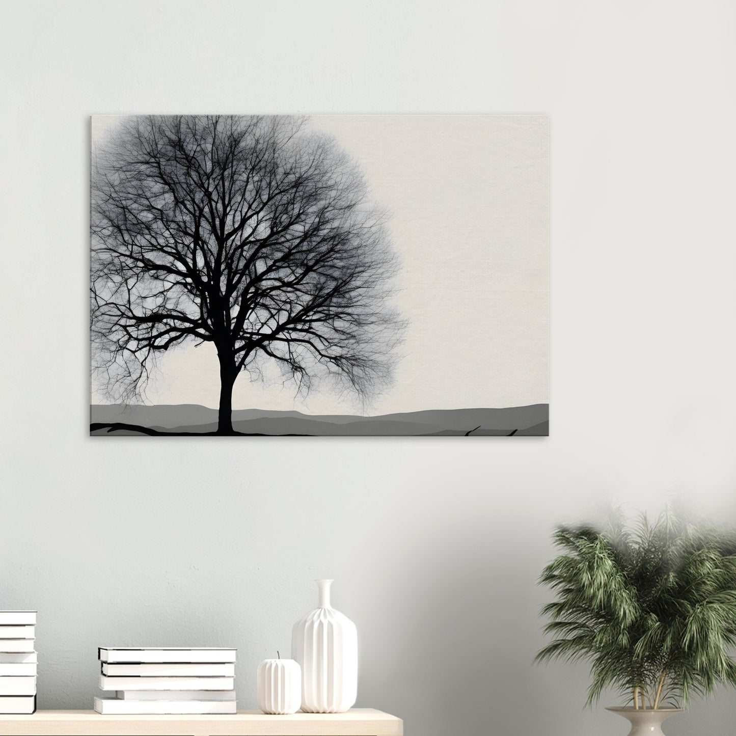 Silhouette Serenade - Minimalist Tree Canvas Print Wall Art