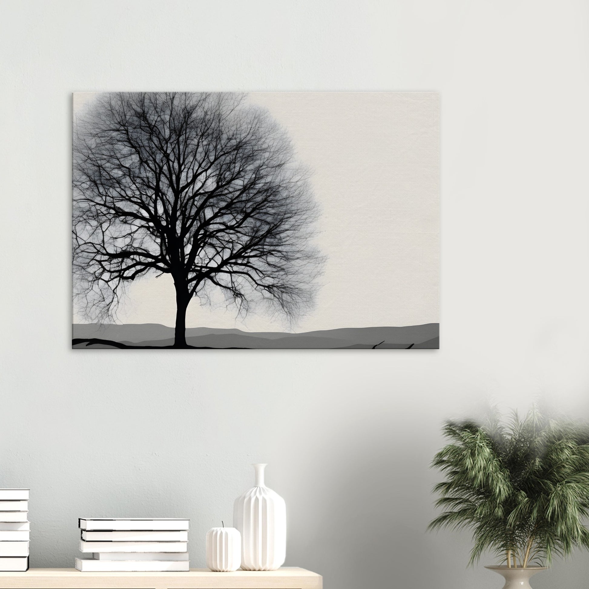 Silhouette Serenade - Minimalist Tree Canvas Print Wall Art