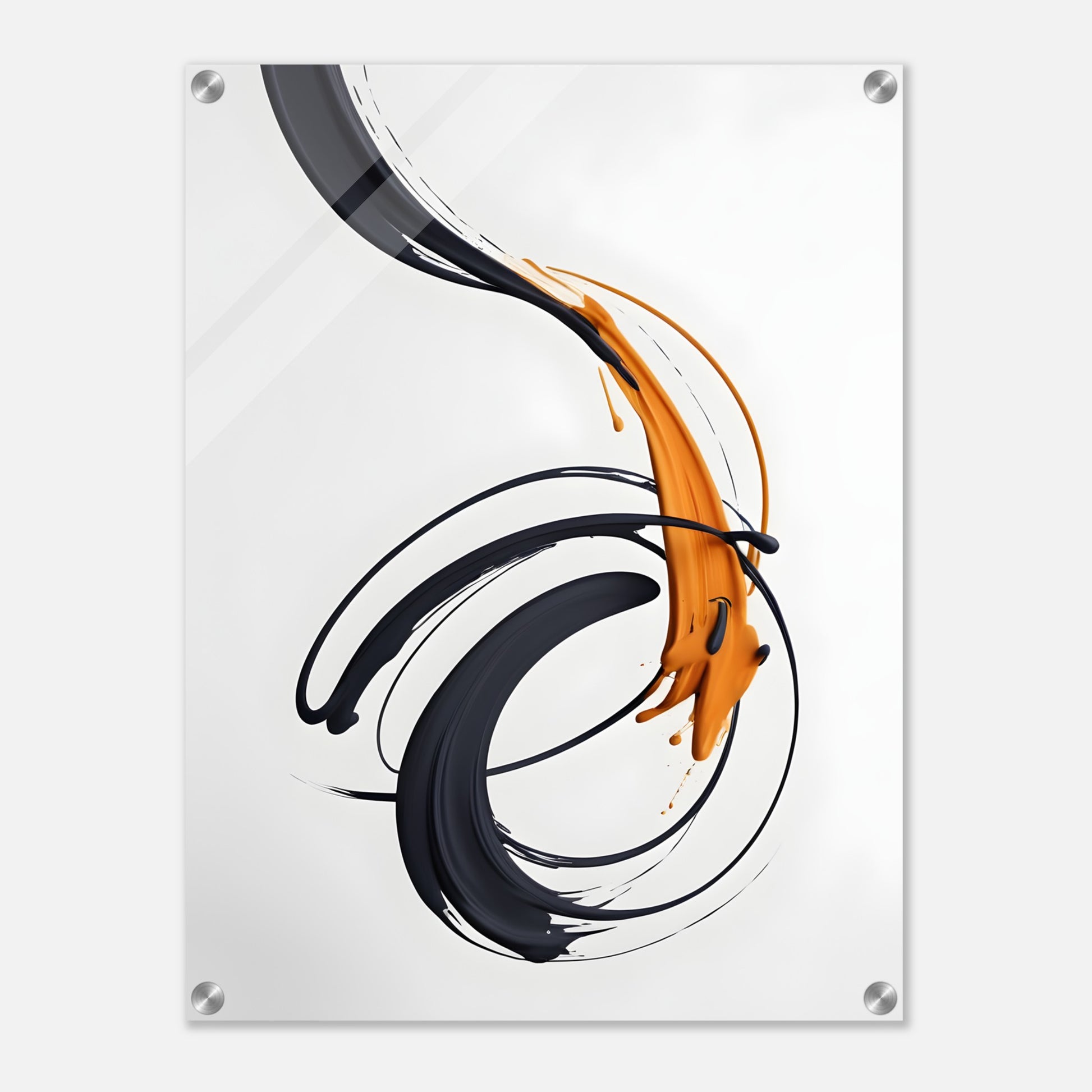 Minimalist Abstract Acrylic Print Art with Energetic Curves