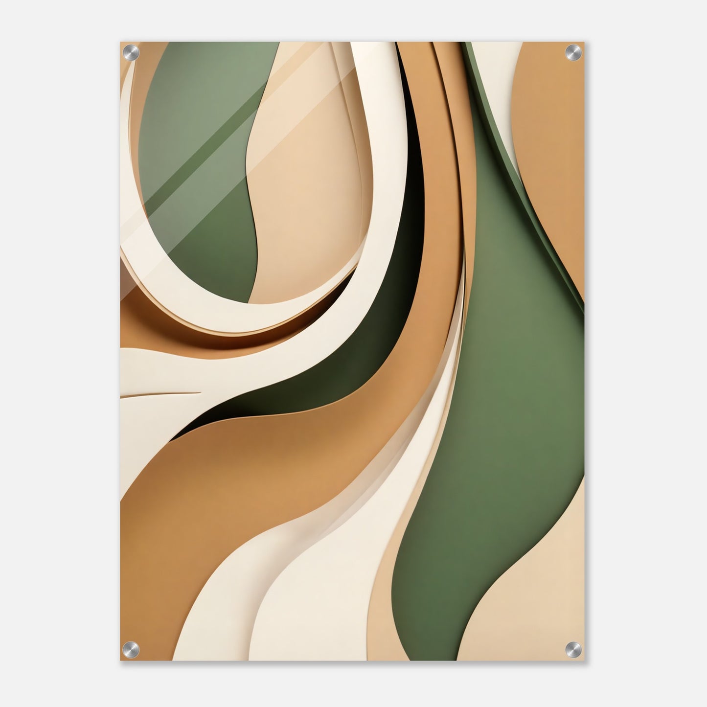 Acrylic glass wall art, Biophilic Inspired Acrylic Print – Soft Green Leaves