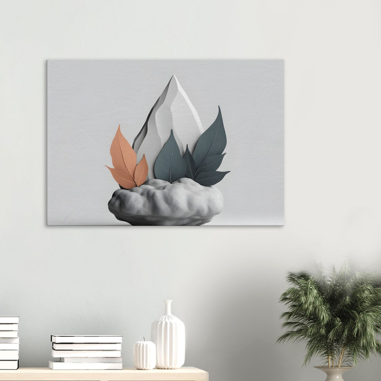 Minimalist Abstract Canvas Print with Nature Elements