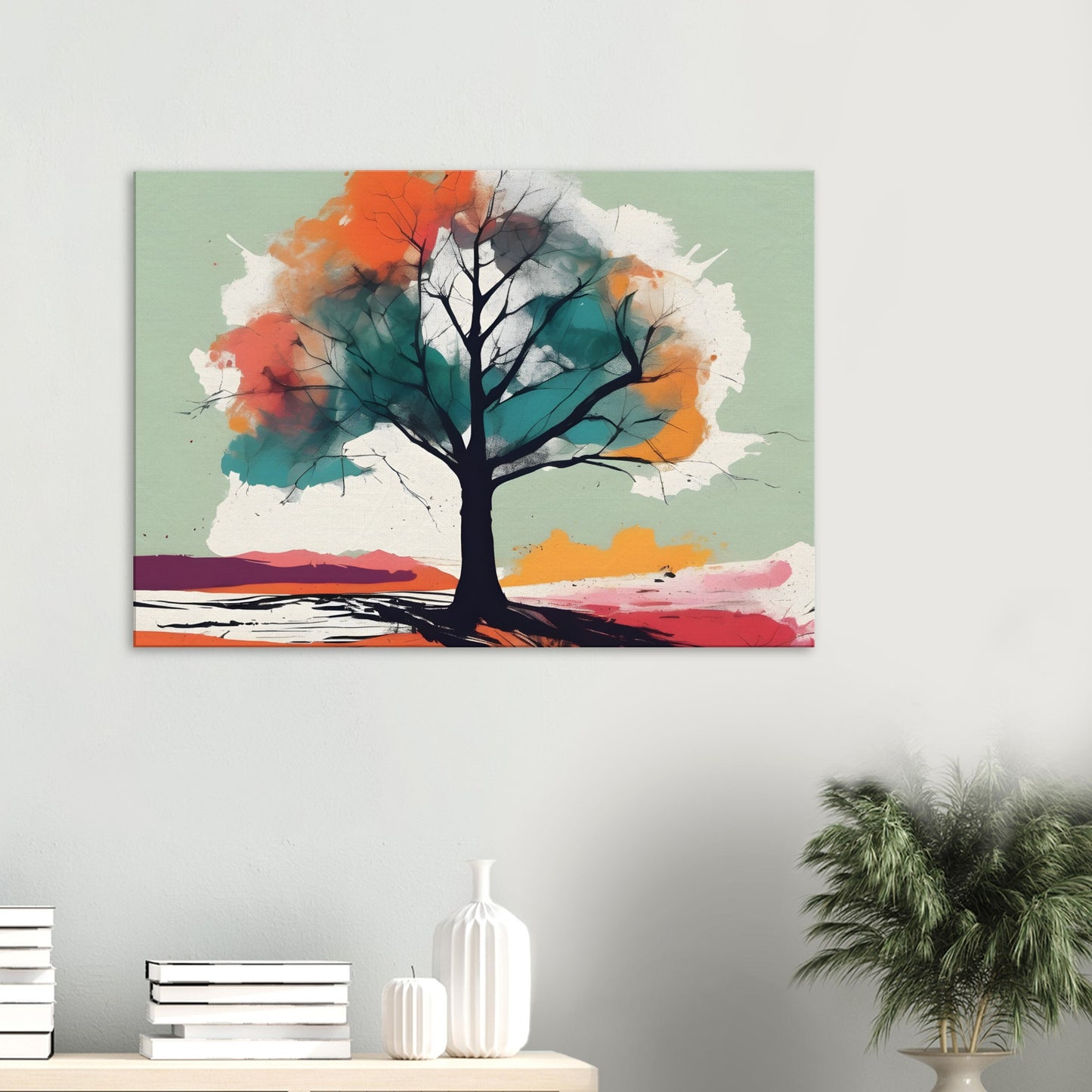 Vibrant Beauty - Minimalist Abstract Tree Art for Your Home