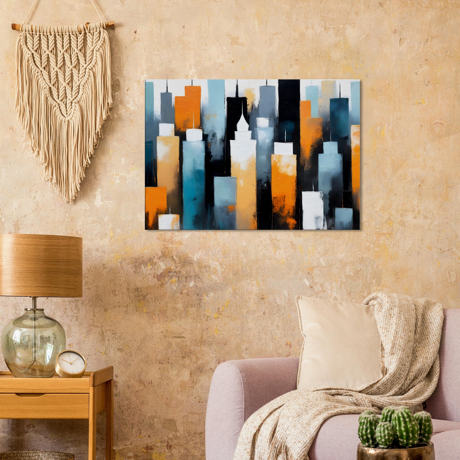 Majestic Cityscape: Abstract Skyline Canvas Art