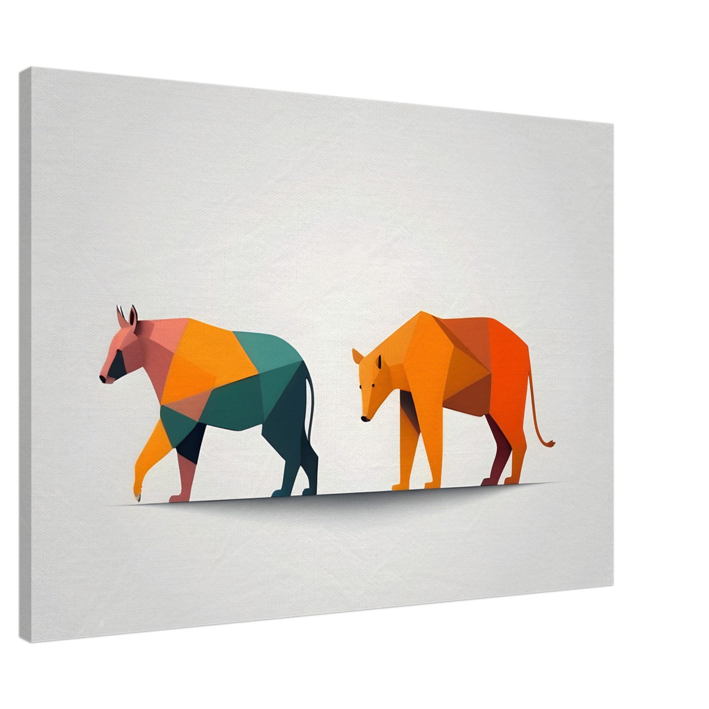 Origami Animals - Vibrant Geometric Canvas Wall Art