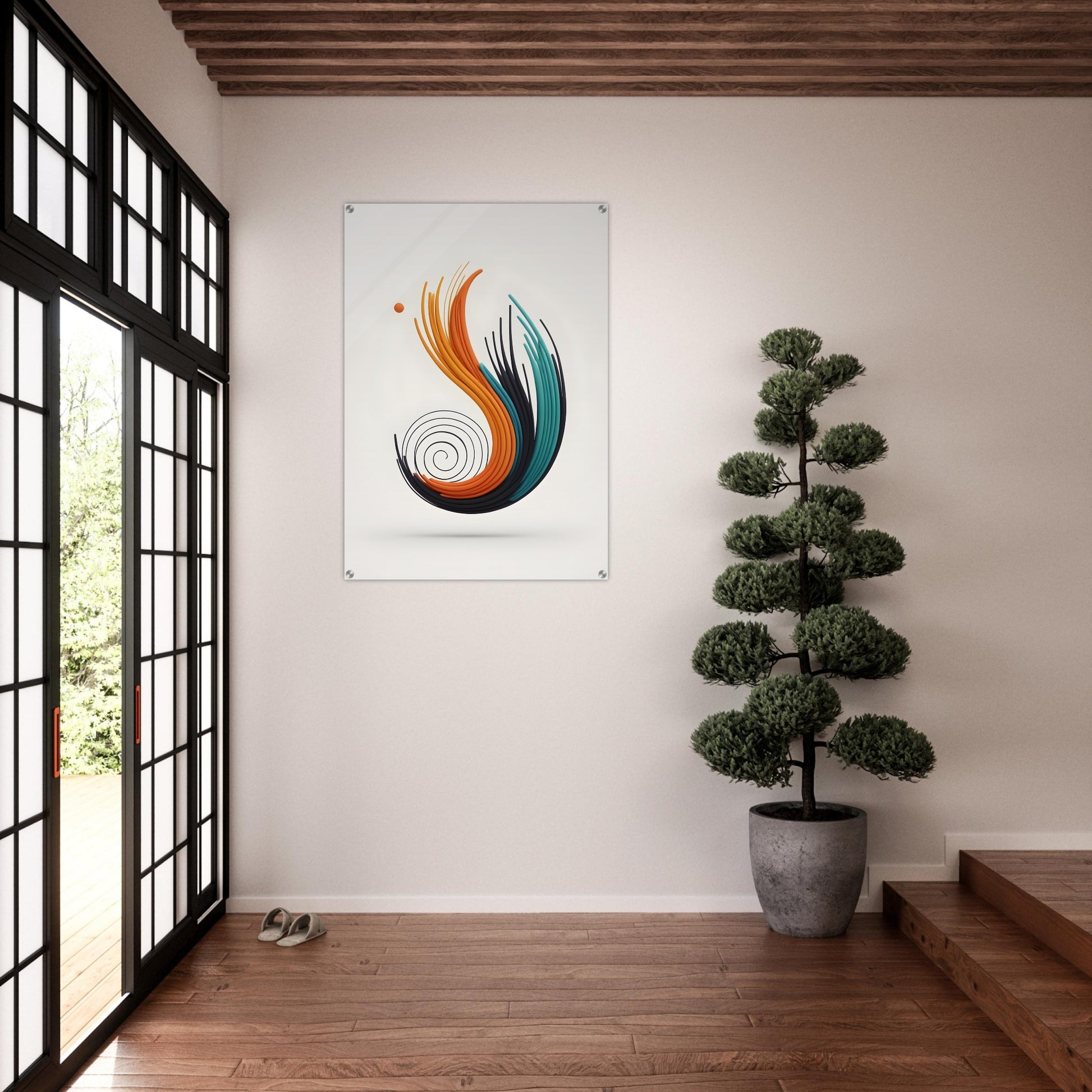 Acrylic glass wall art, Serene Growth: Nature-Inspired Wall Art