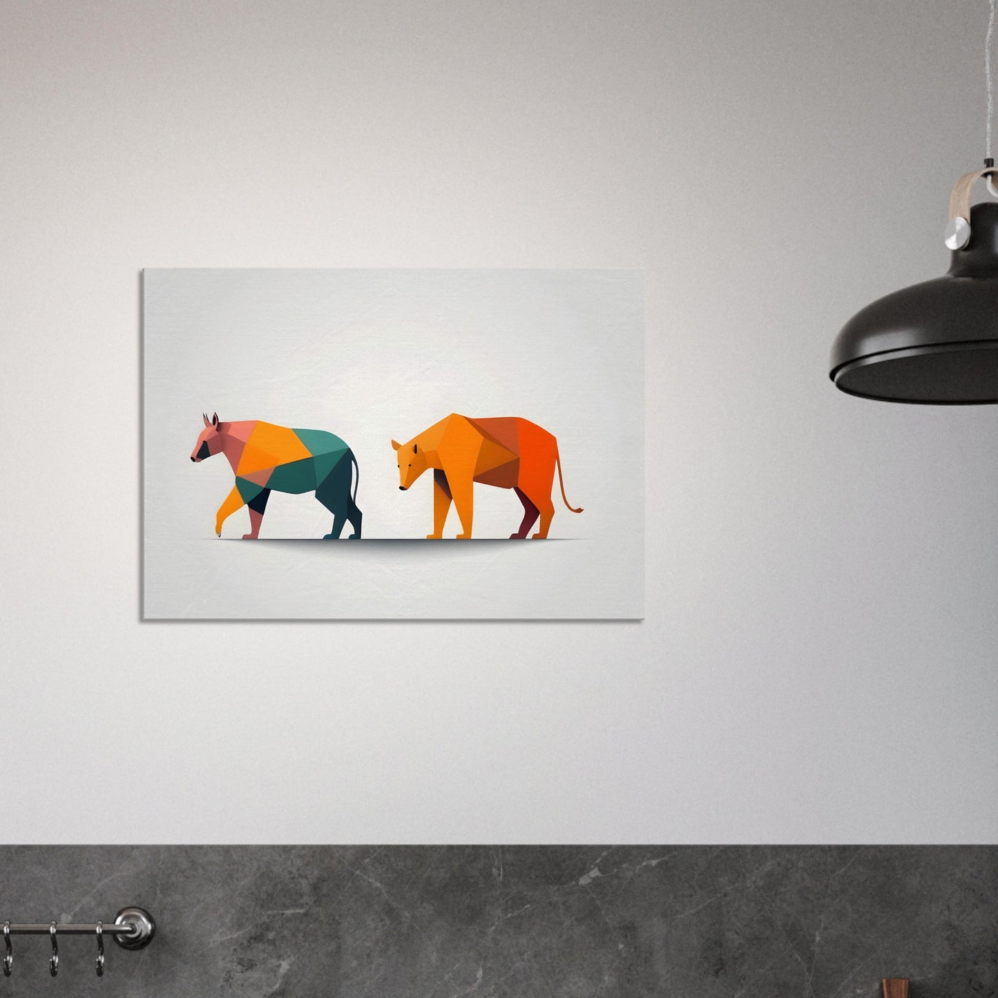 Origami Animals - Vibrant Geometric Canvas Wall Art