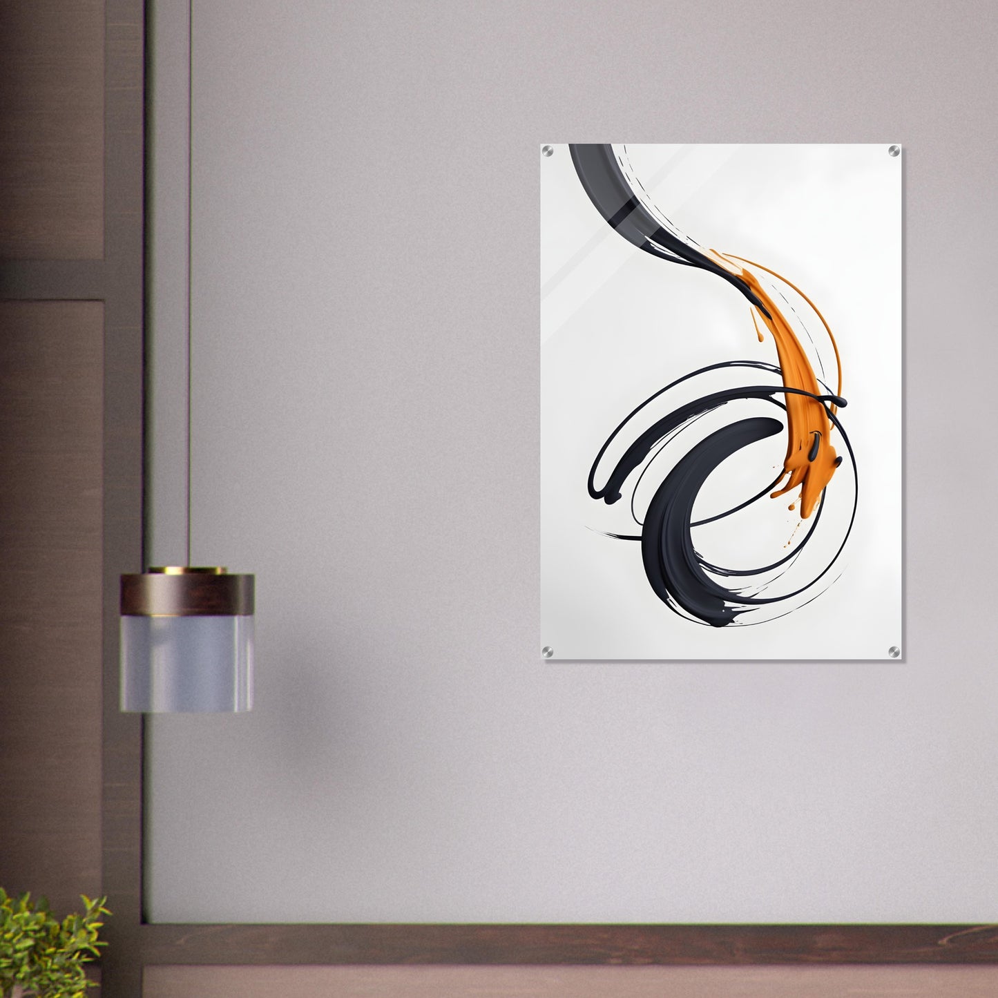 Minimalist Abstract Acrylic Print Art with Energetic Curves