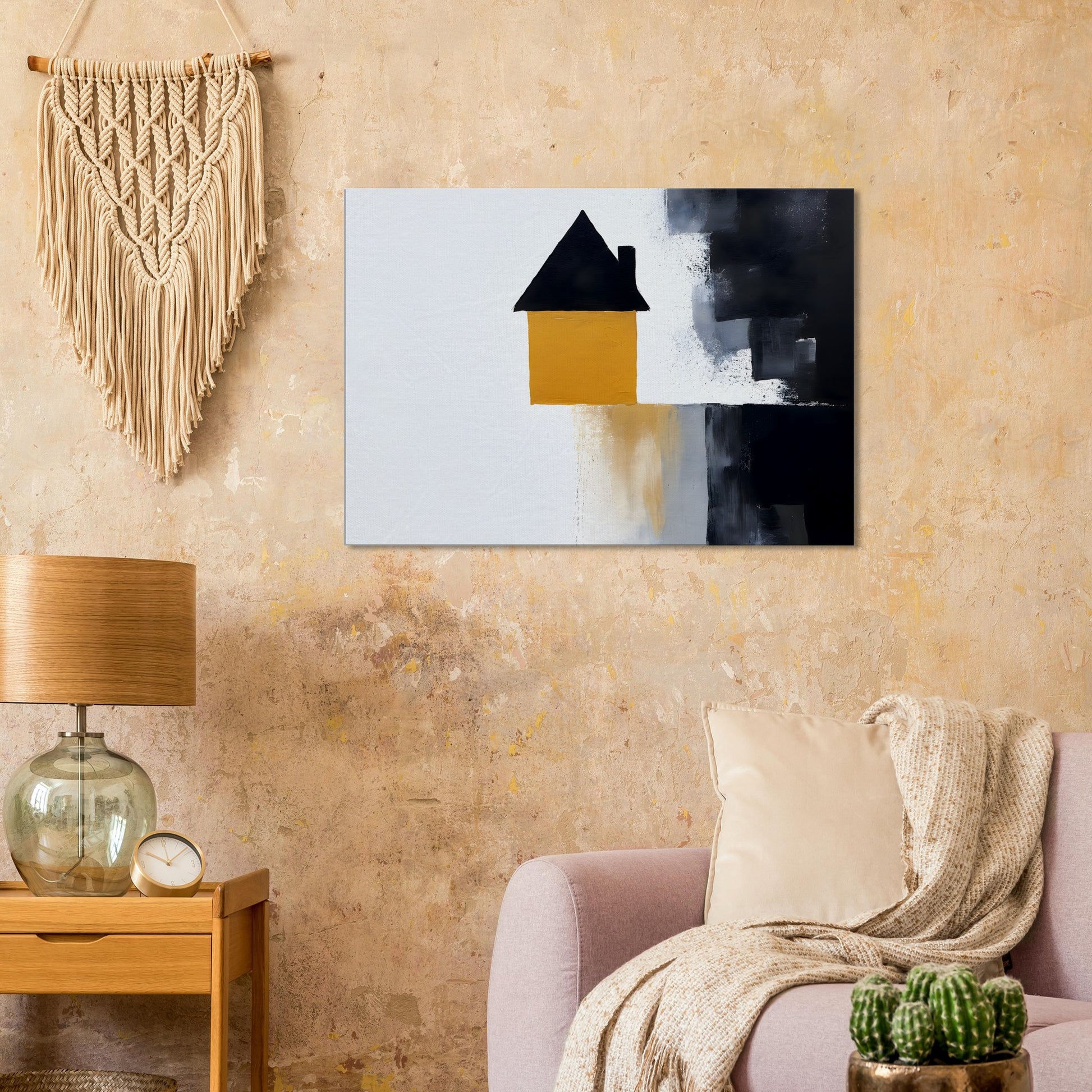 Whispering Elegance: Abstract House Canvas Art