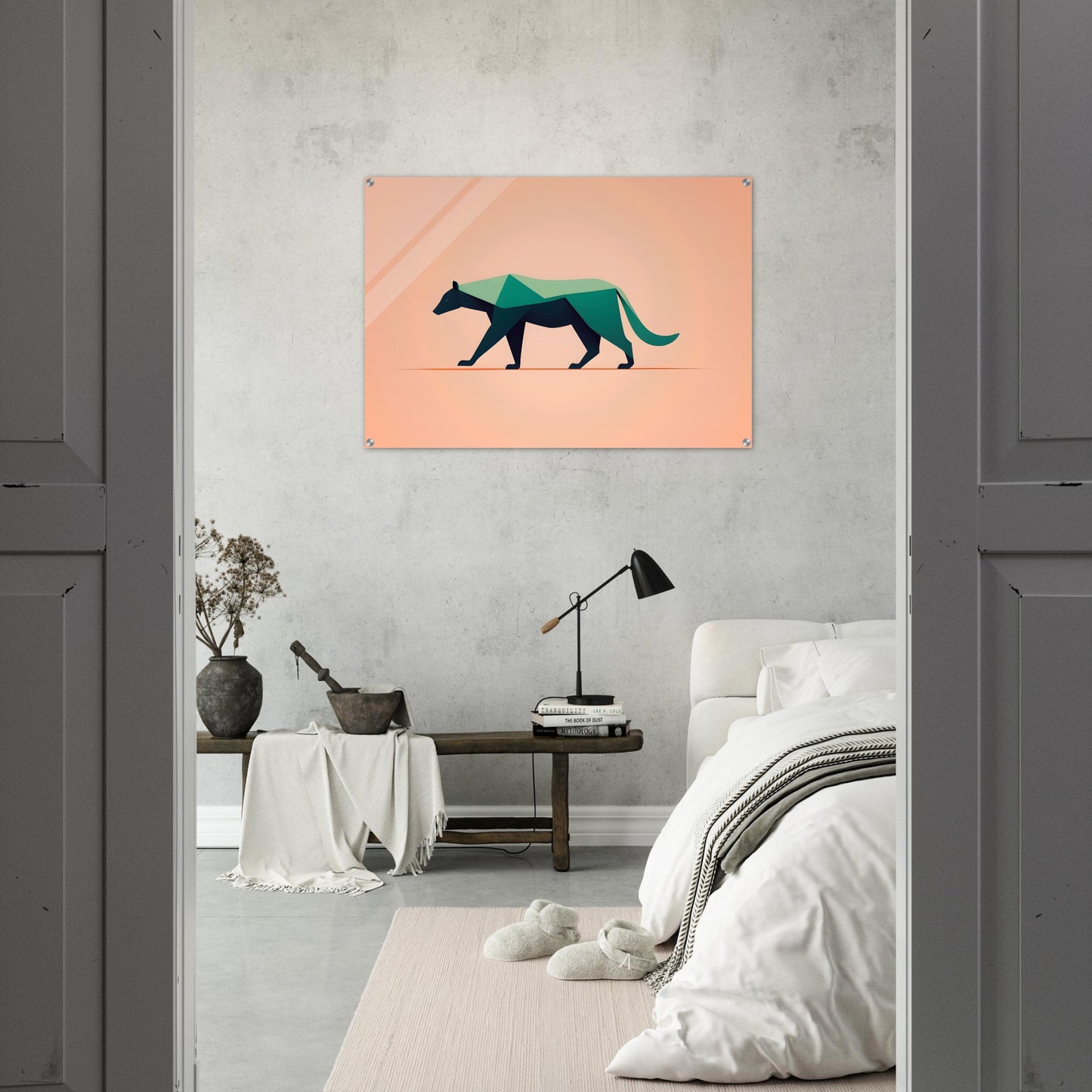 Emerald Bear - Minimalist Abstract Wall Art for Modern Decor