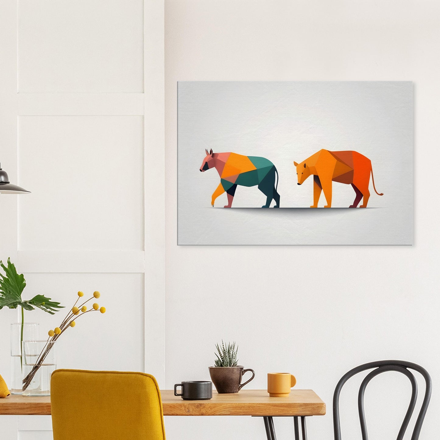 Origami Animals - Vibrant Geometric Canvas Wall Art