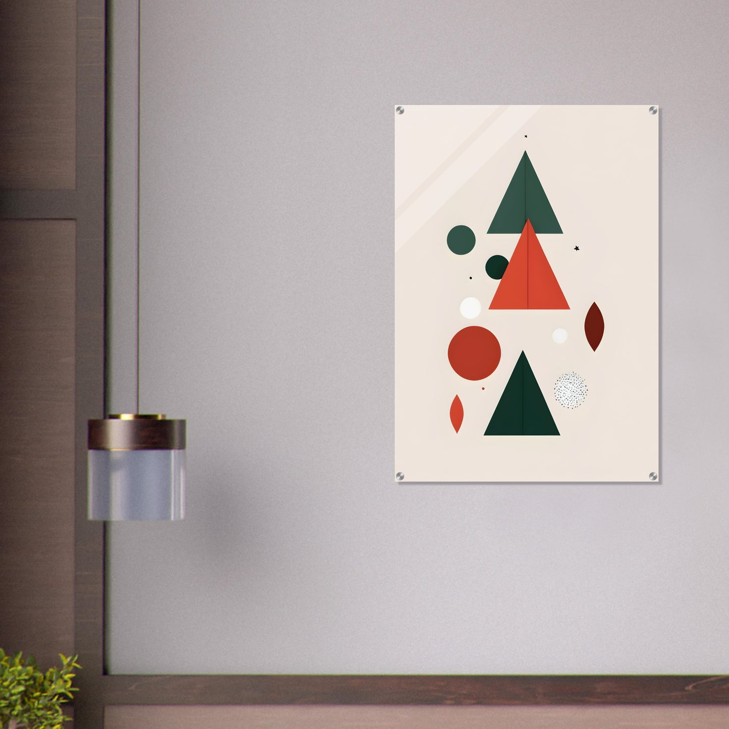 Festive Geometry - Minimalist Abstract Christmas Acrylic Art