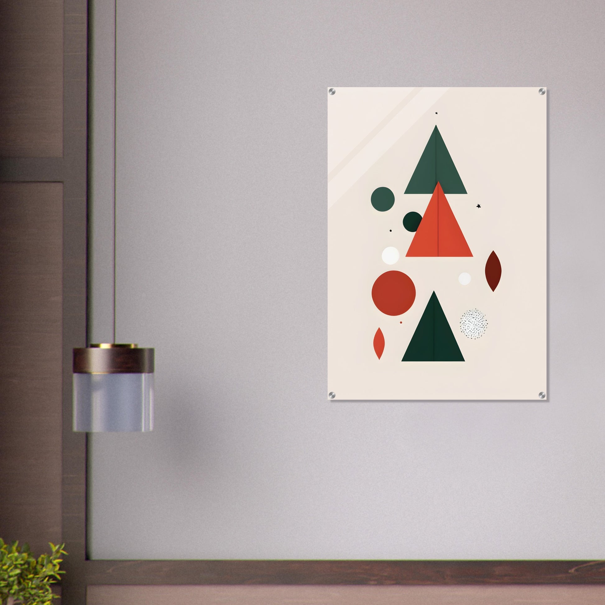 Festive Geometry - Minimalist Abstract Christmas Acrylic Art