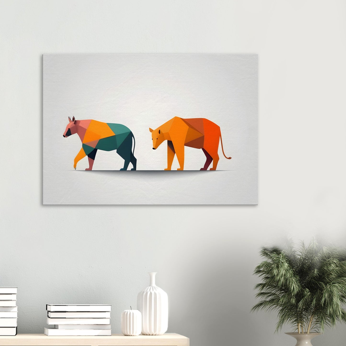 Origami Animals - Vibrant Geometric Canvas Wall Art