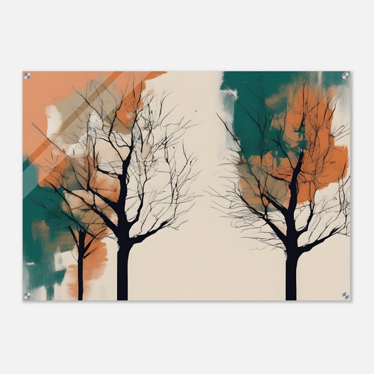 Whimsical Nature - Minimalist Abstract Trees in Warm Hues