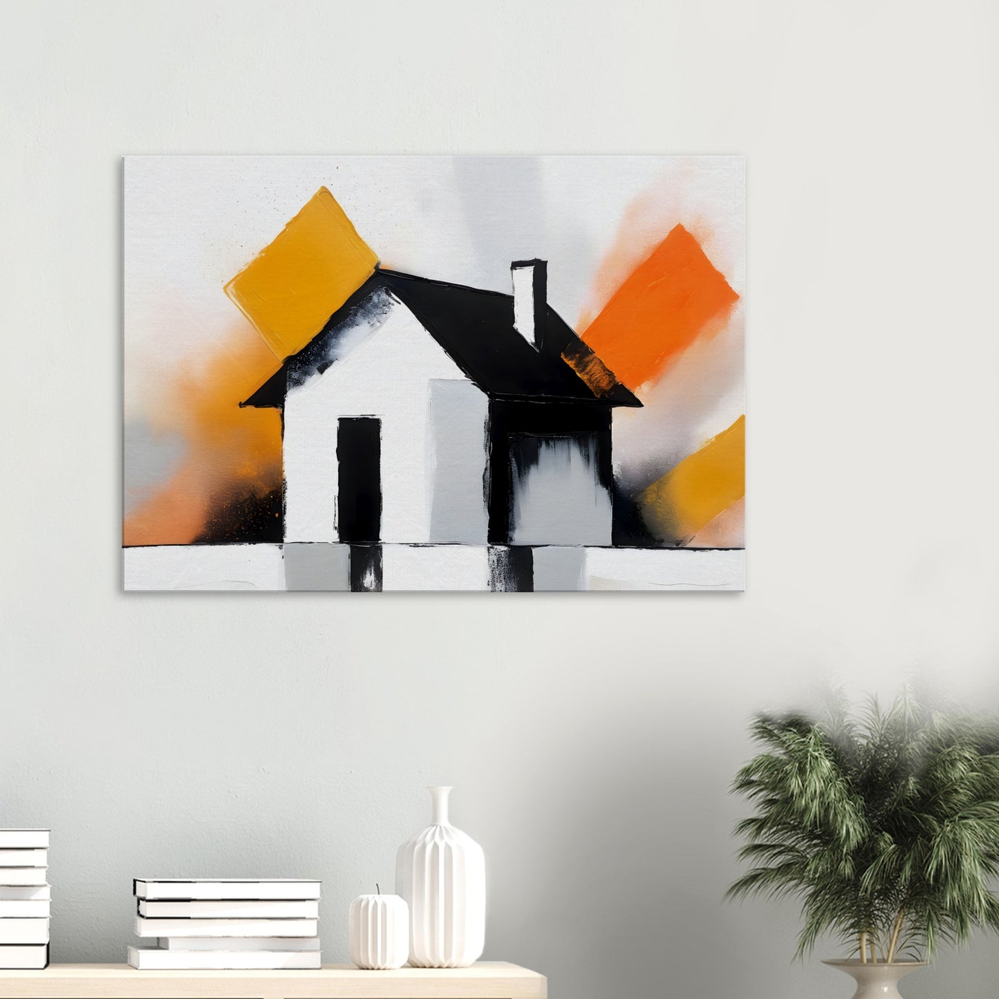 Serene Sanctuary: Minimalist House Canvas Art