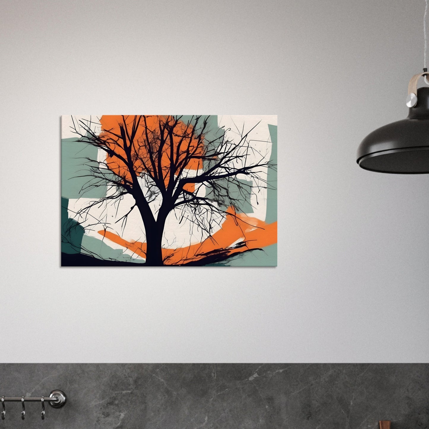 Ethereal Reflection - Minimalist Abstract Tree Art for Modern Decor