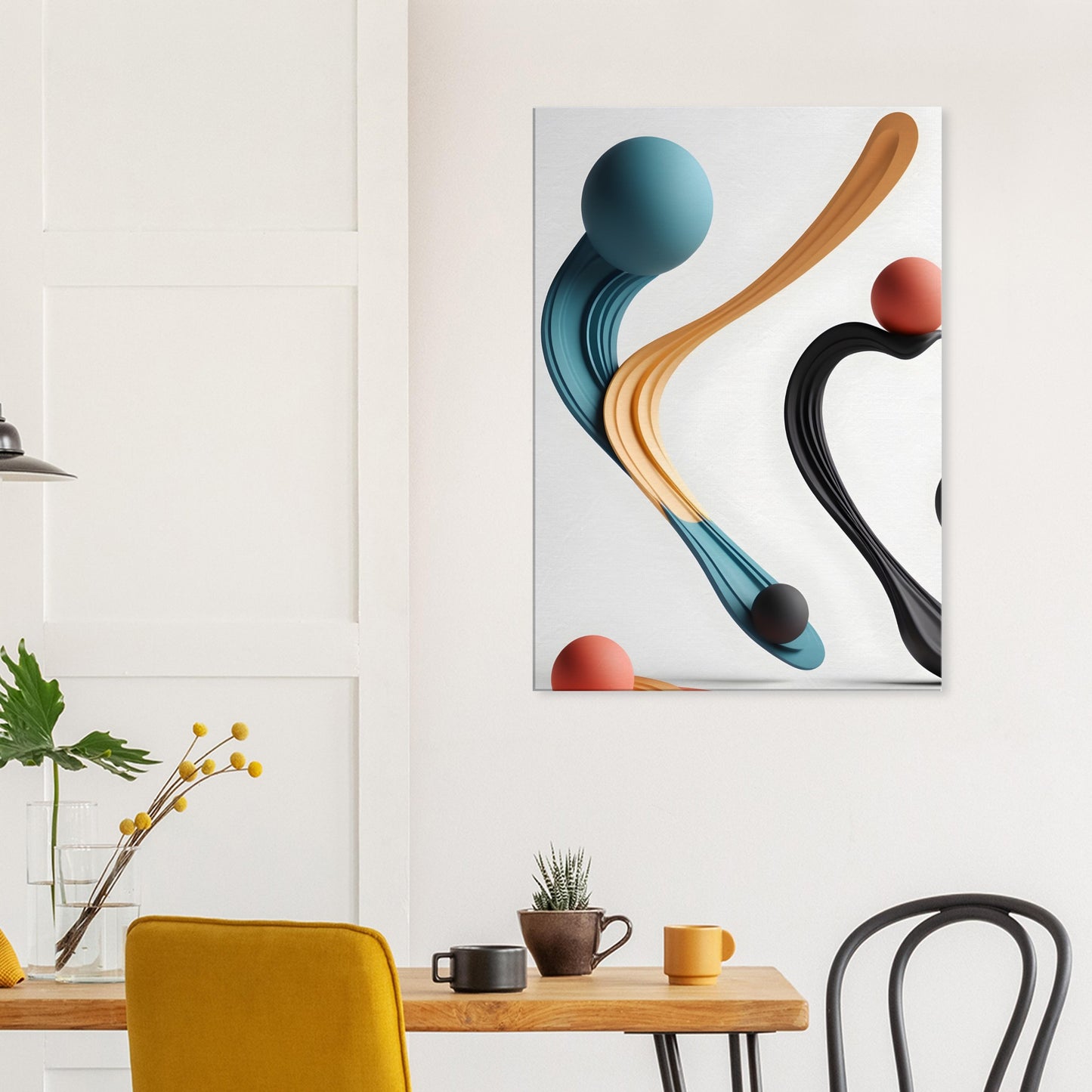 Minimalist Abstract Wall Art with Flowing Shapes and Colors