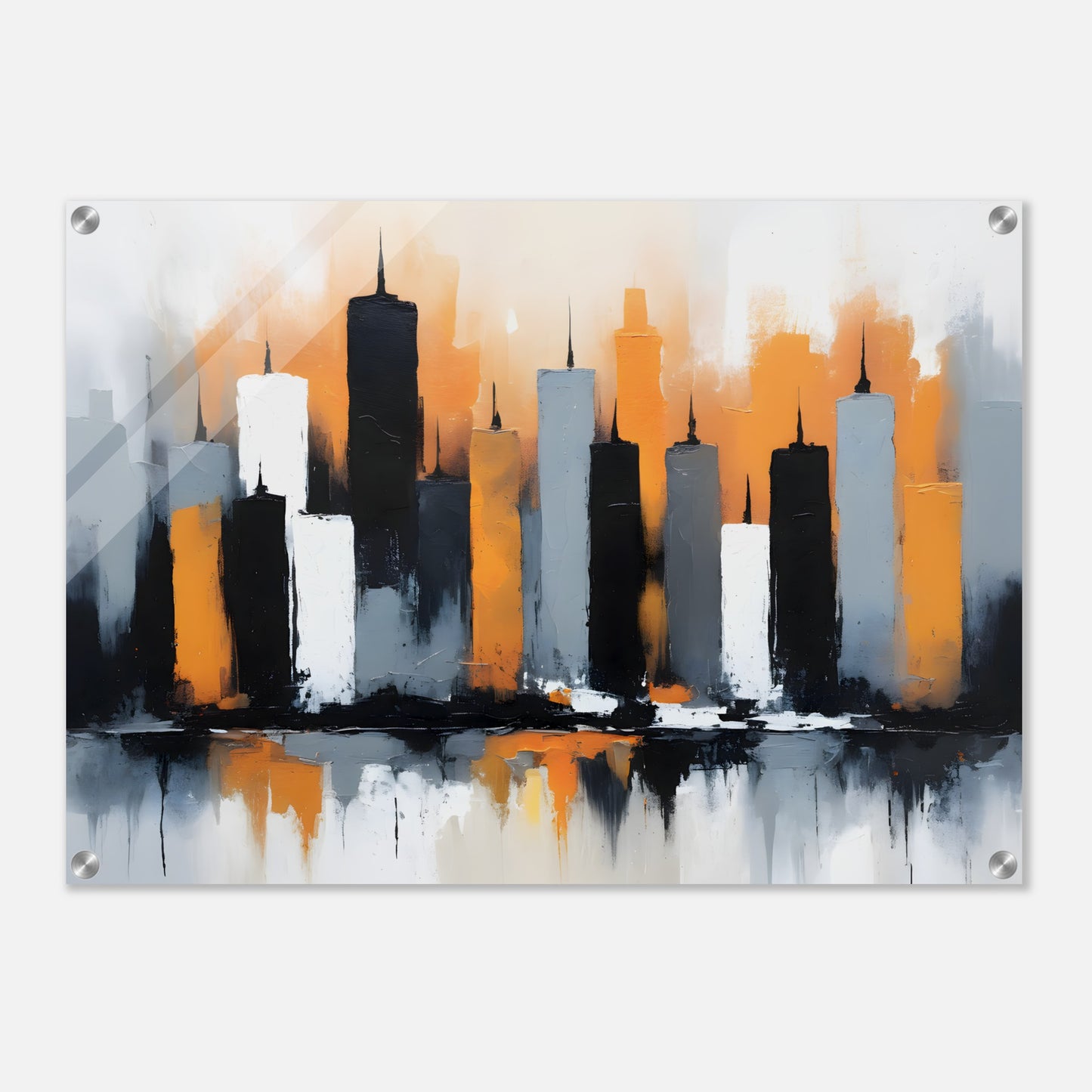 Vivid Skyline Strokes: Abstract Acrylic Wall Art