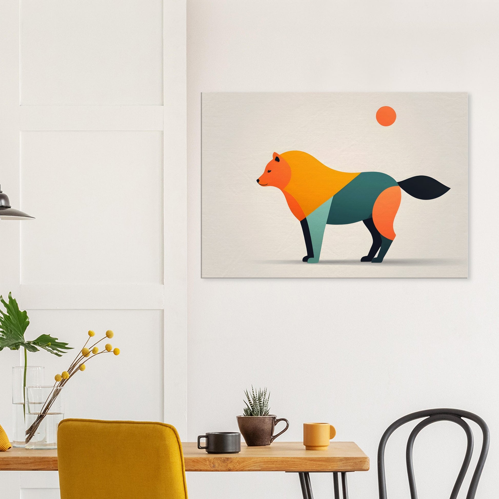 Whimsical Fox - Vibrant Minimalist Canvas Art