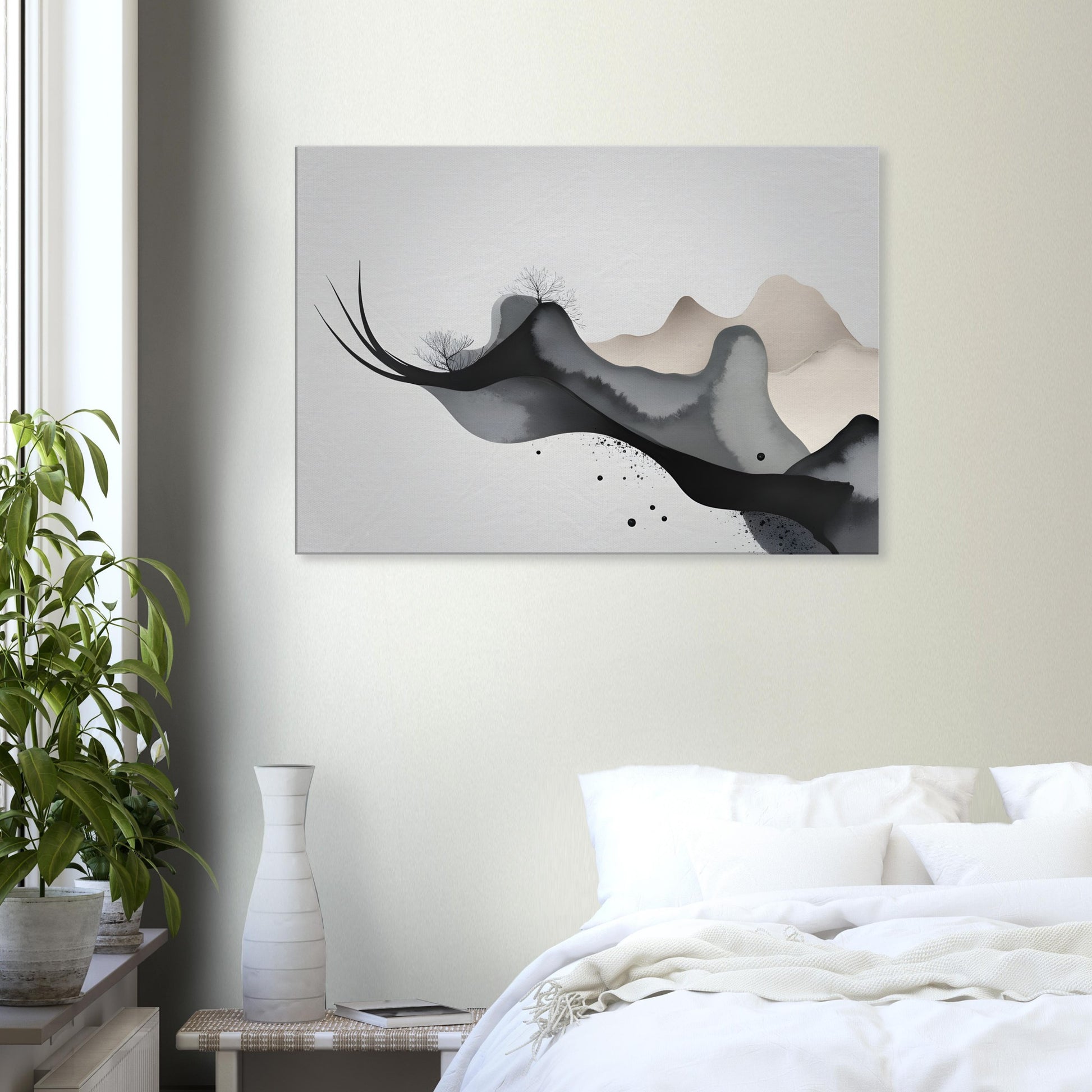 Minimalist Abstract Canvas Print - Serene Mountain Flow