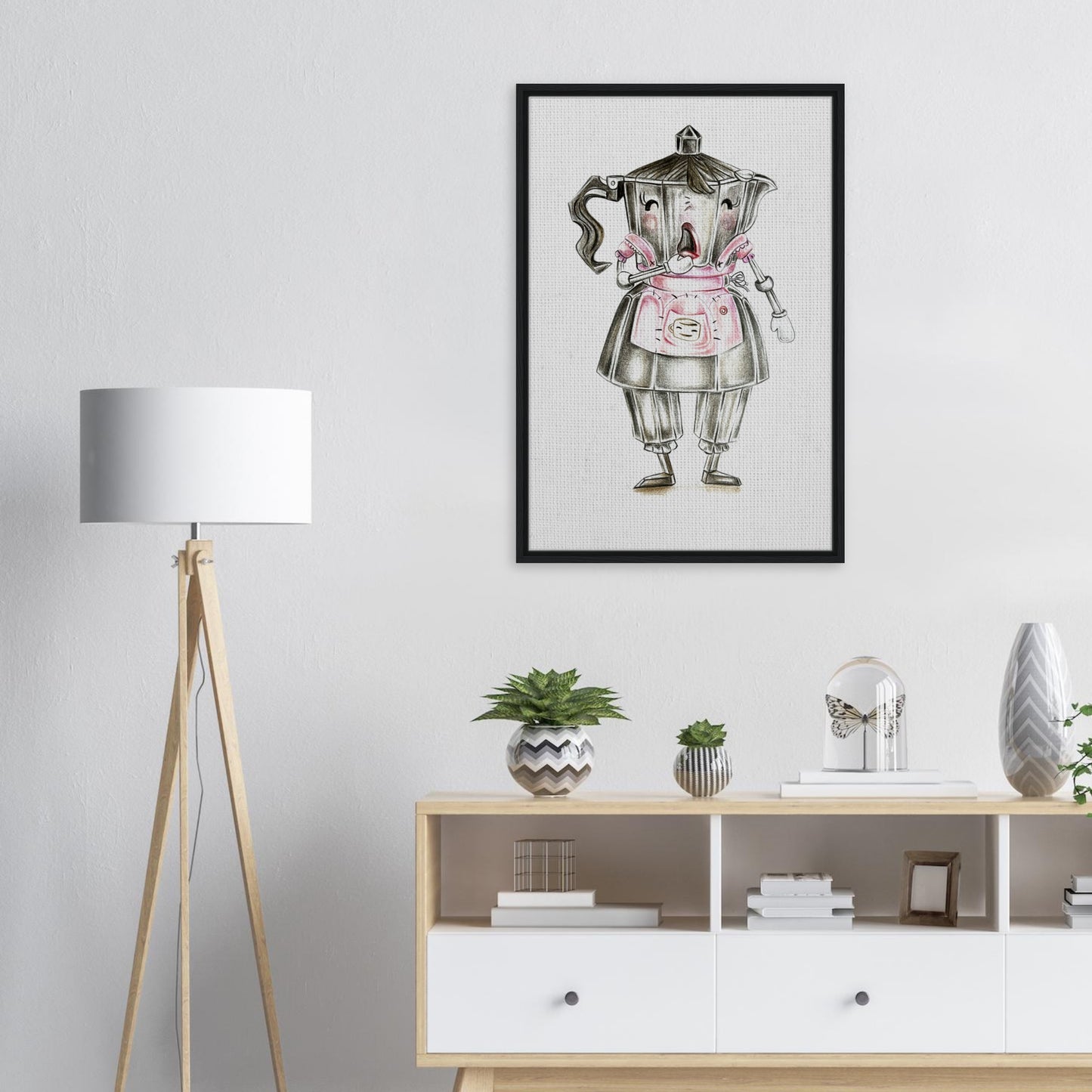 The Singing Barista Framed Canvas Art for Coffee Lovers