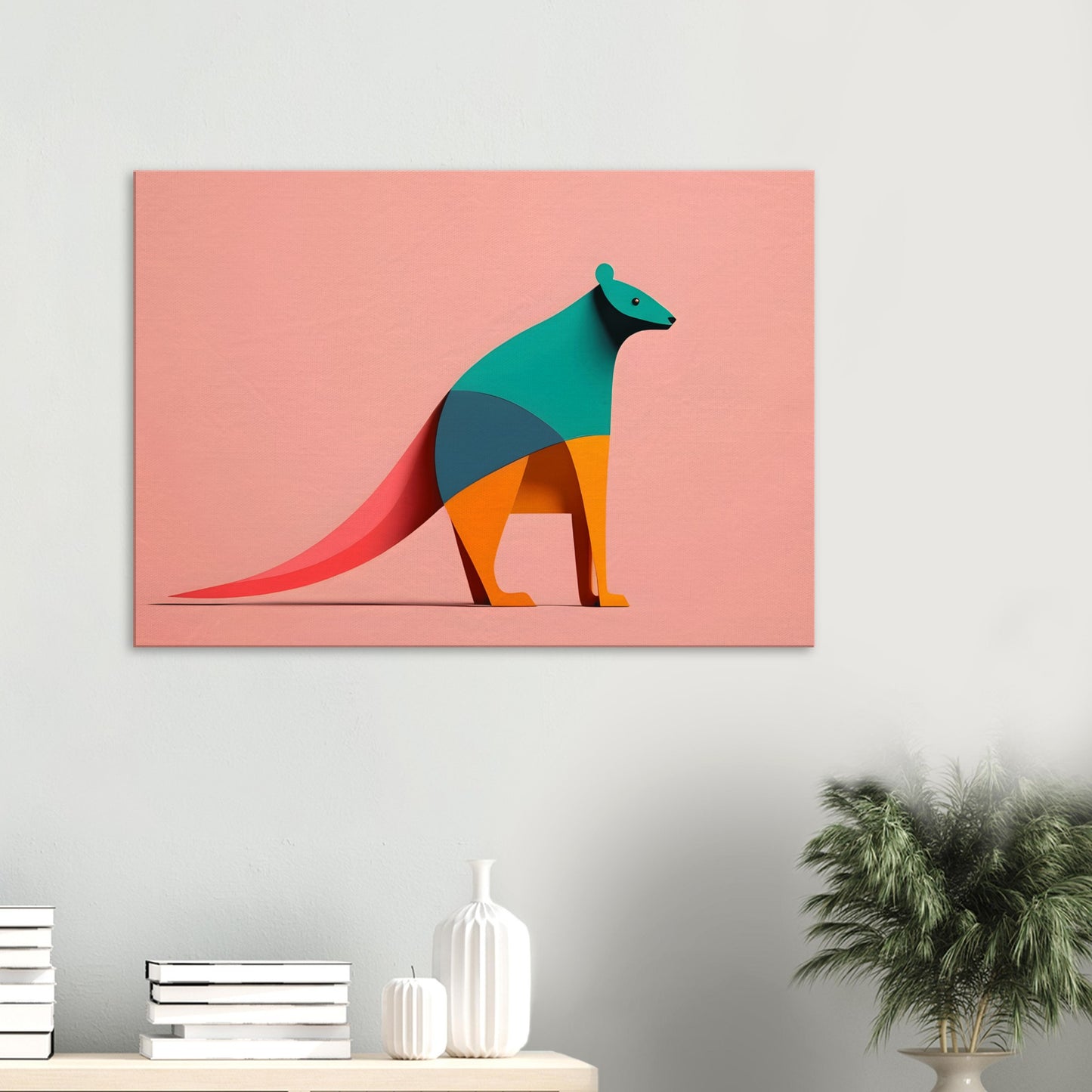 Kangaroo Spirit - Vibrant Minimalist Abstract Wall Art