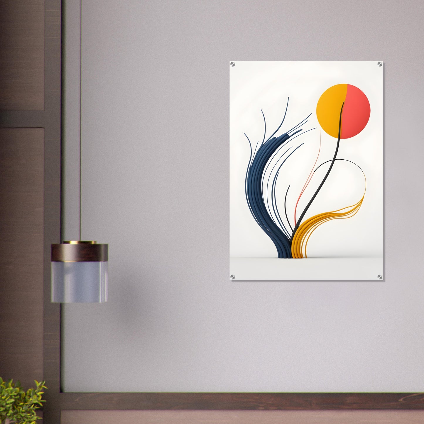 Acrylic glass wall art, Whispers of Nature, Abstract Flowing Leaf Design