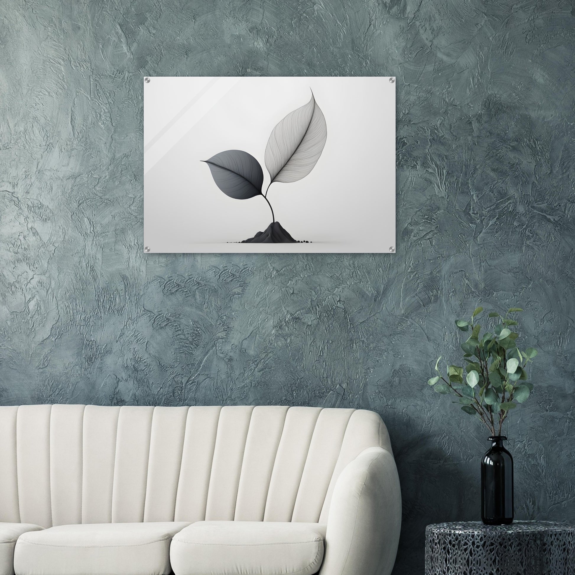 Minimalist Acrylic Print with Abstract Leaf Design for Modern Walls