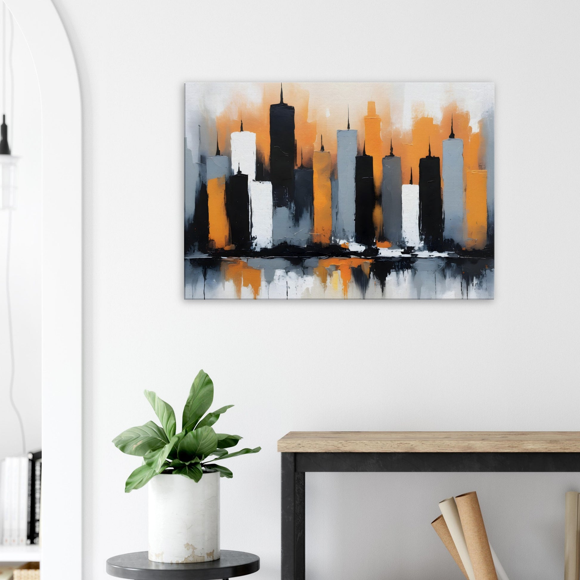 Dreamy Cityscape Hues: Minimalist Canvas Print