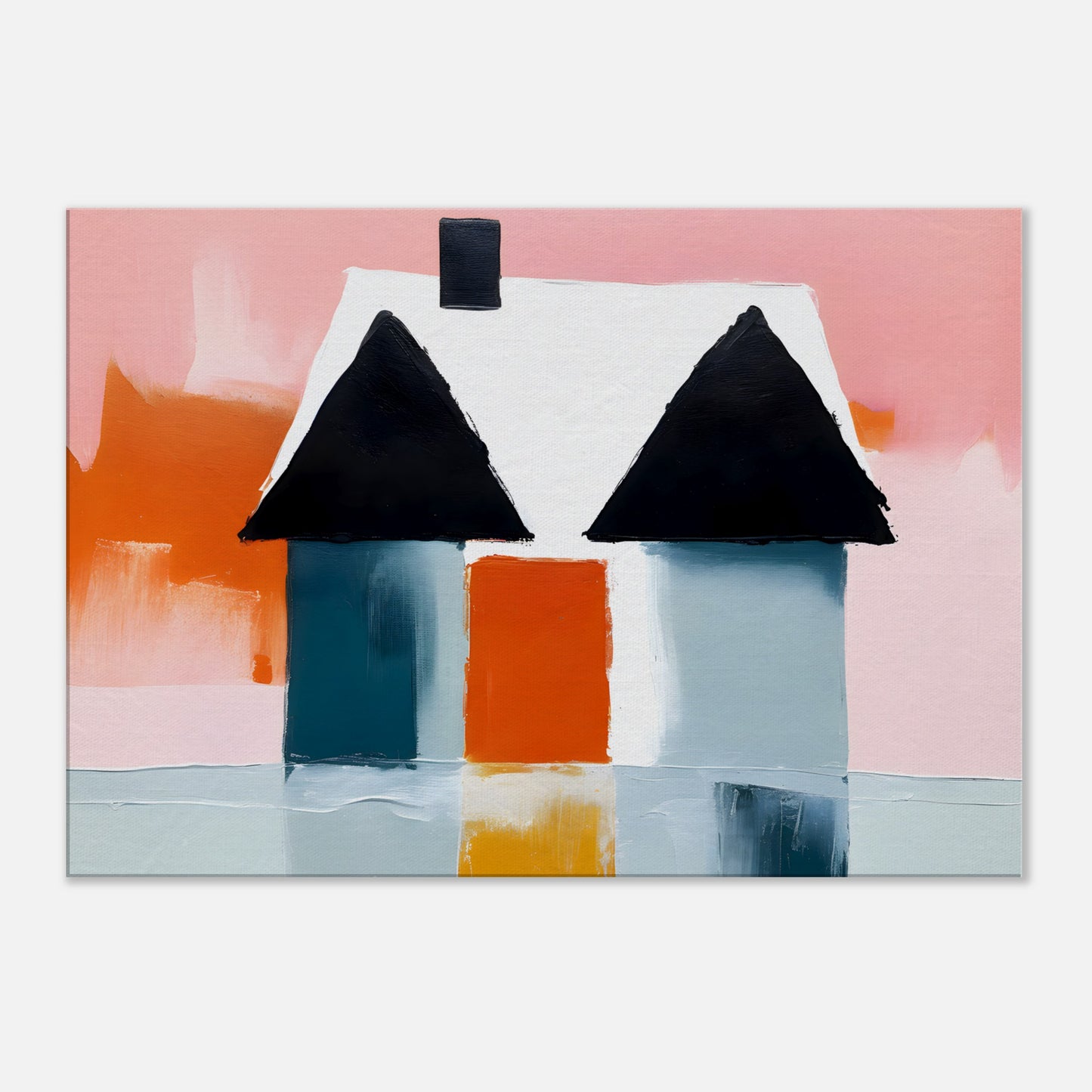 Whimsical Retreat: Modern Abstract House Print