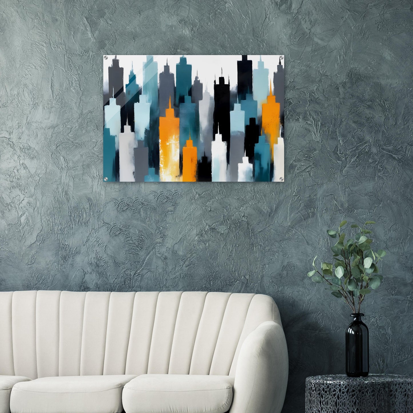 Dynamic Skyline: Abstract Minimalist Acrylic Art