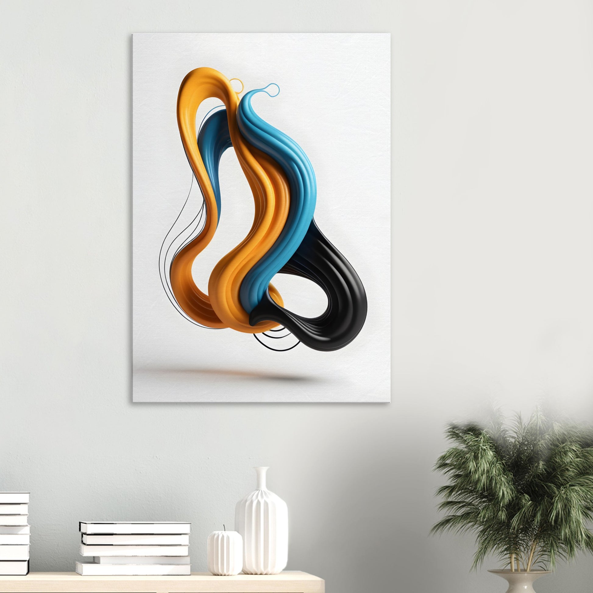 Minimalist Abstract Canvas Print - Vibrant Fluid Lines