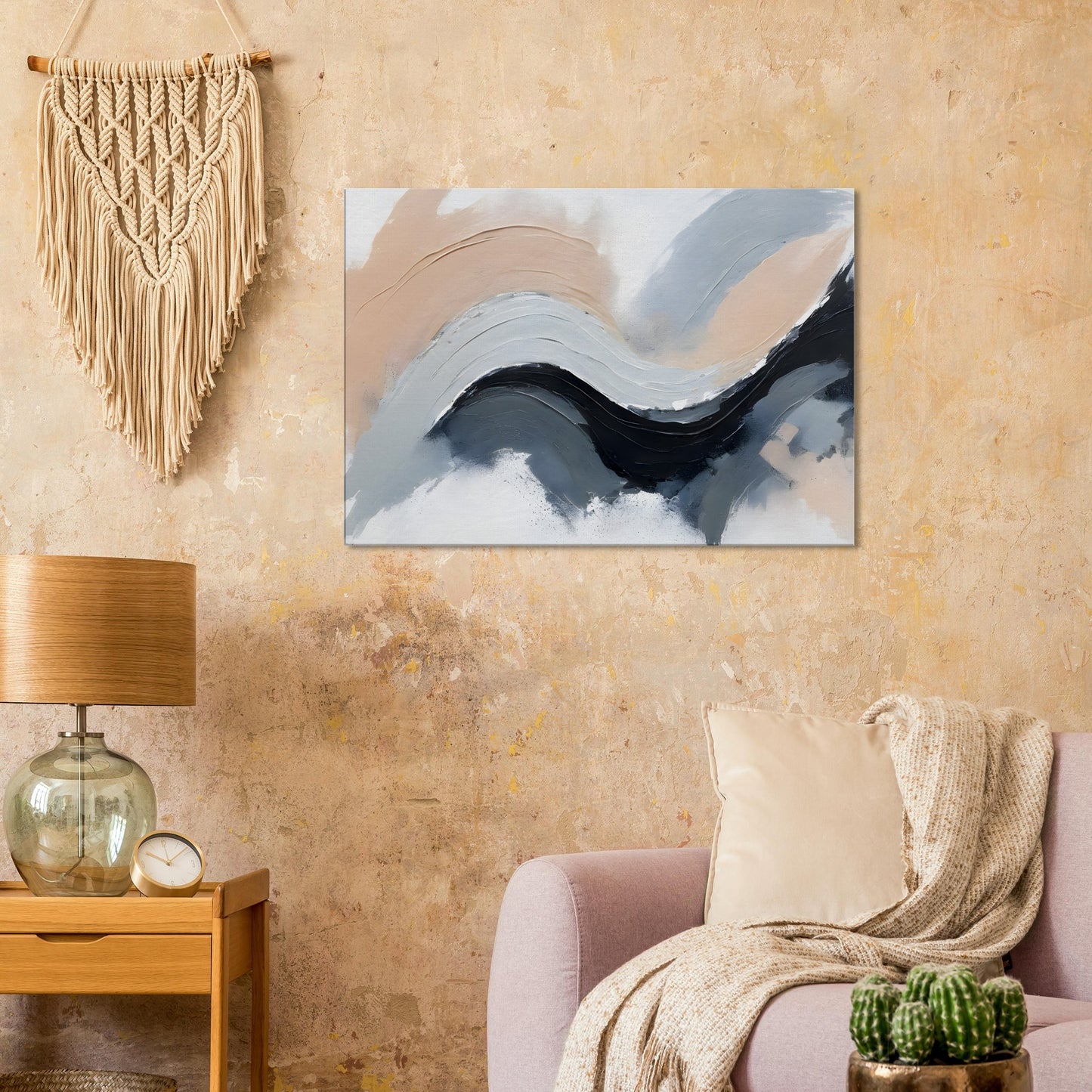 Serene Flowforms: Abstract Minimalist Canvas Art