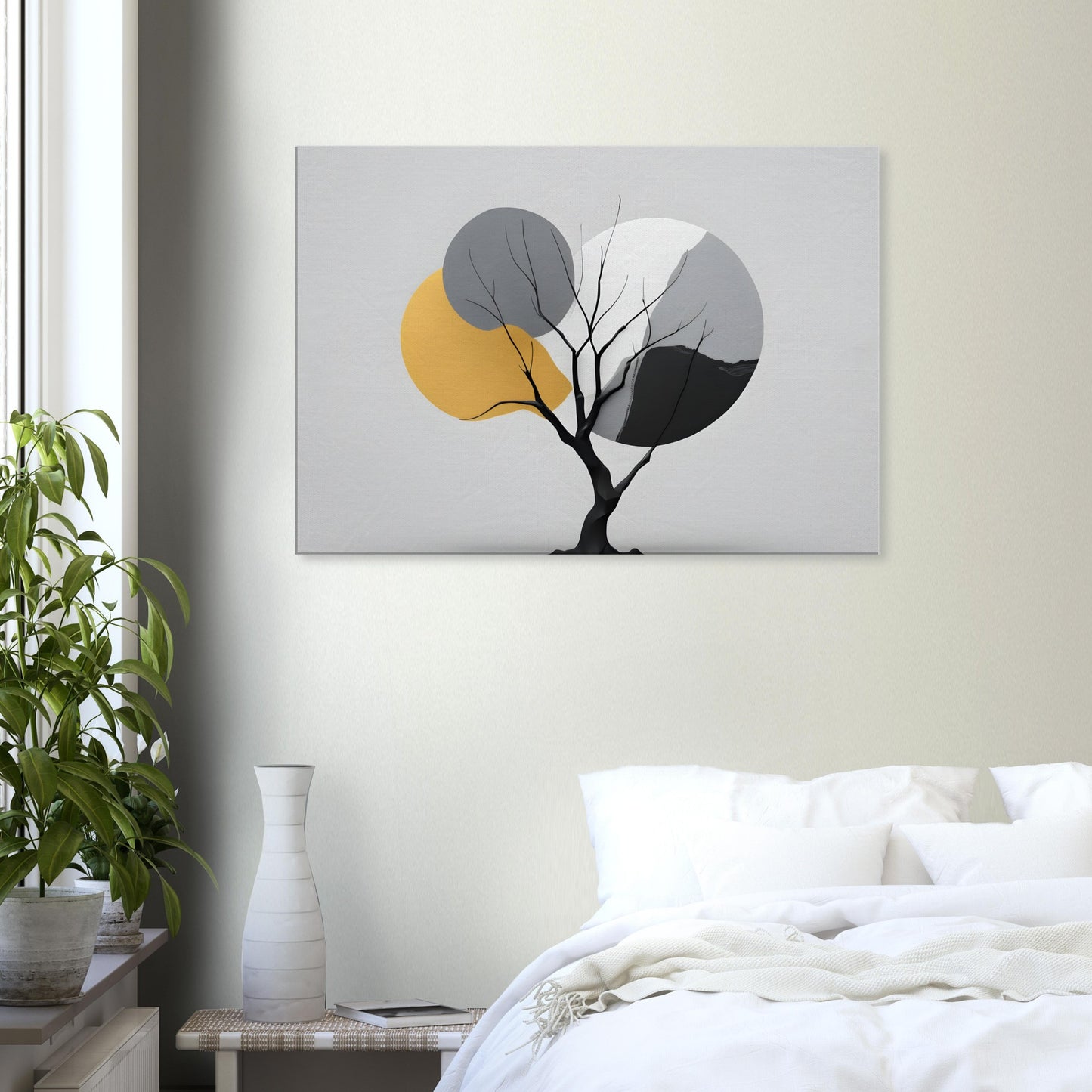 Minimalist Abstract Wall Art: Elegant Tree and Circles Print