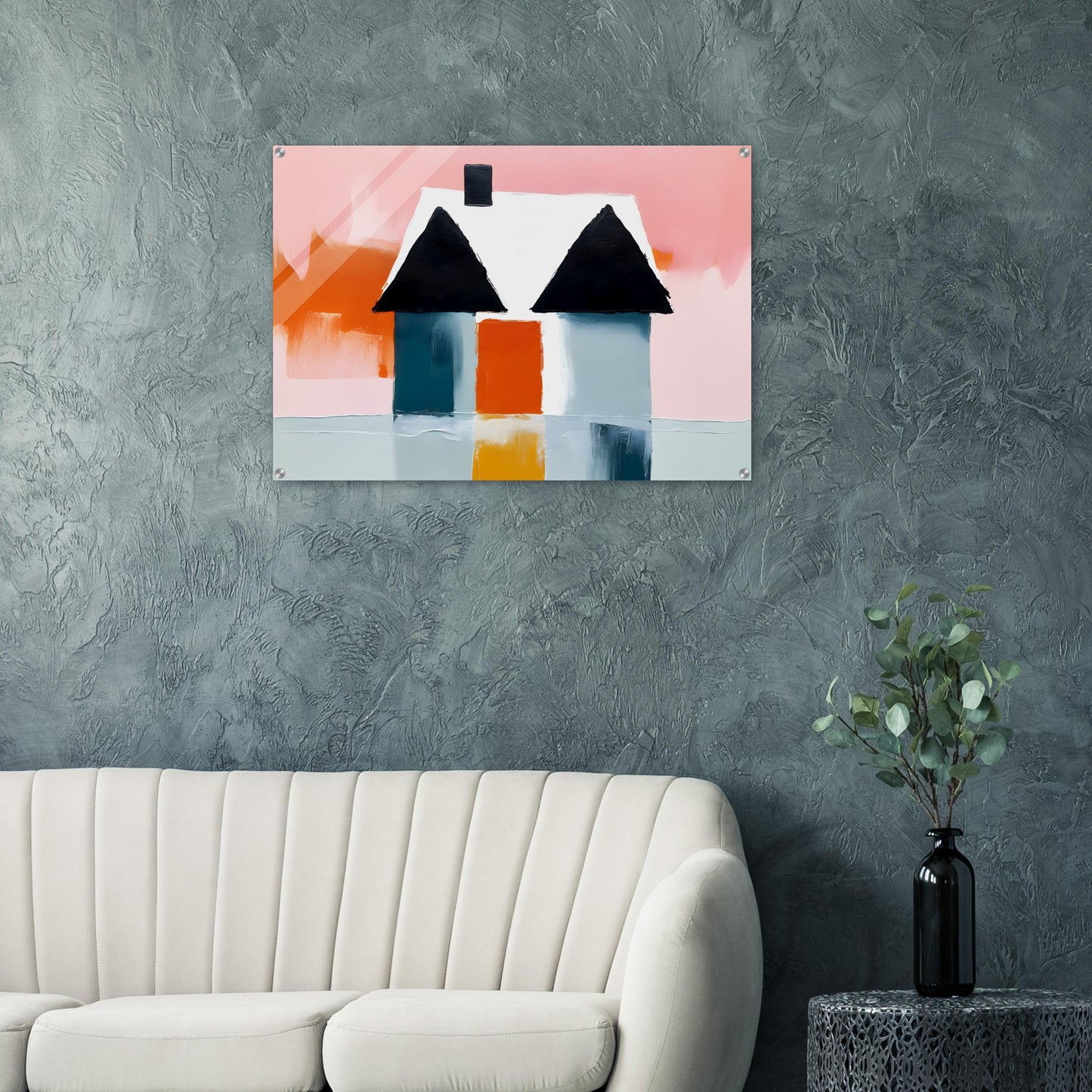 Enigmatic Haven: Abstract House Wall Art