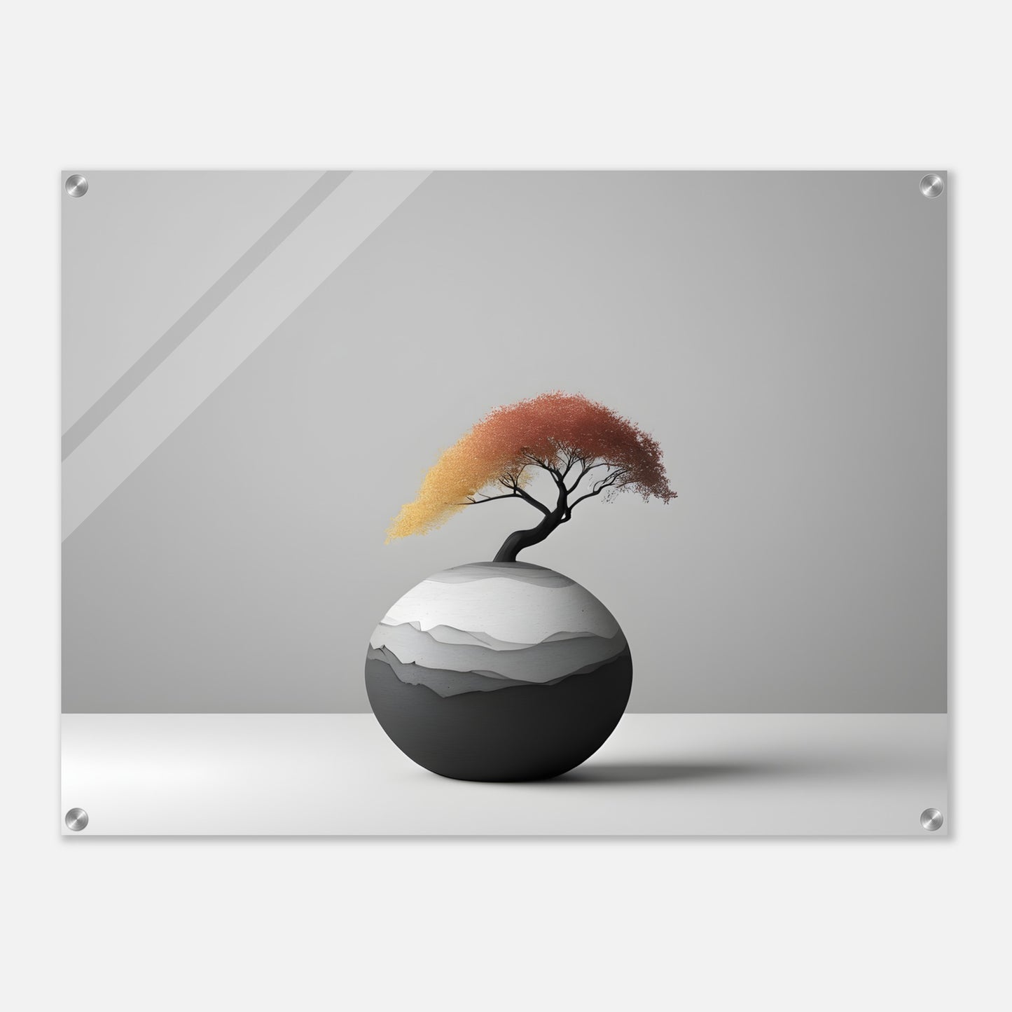 Minimalist Abstract Acrylic Print with Unique Bonsai Design