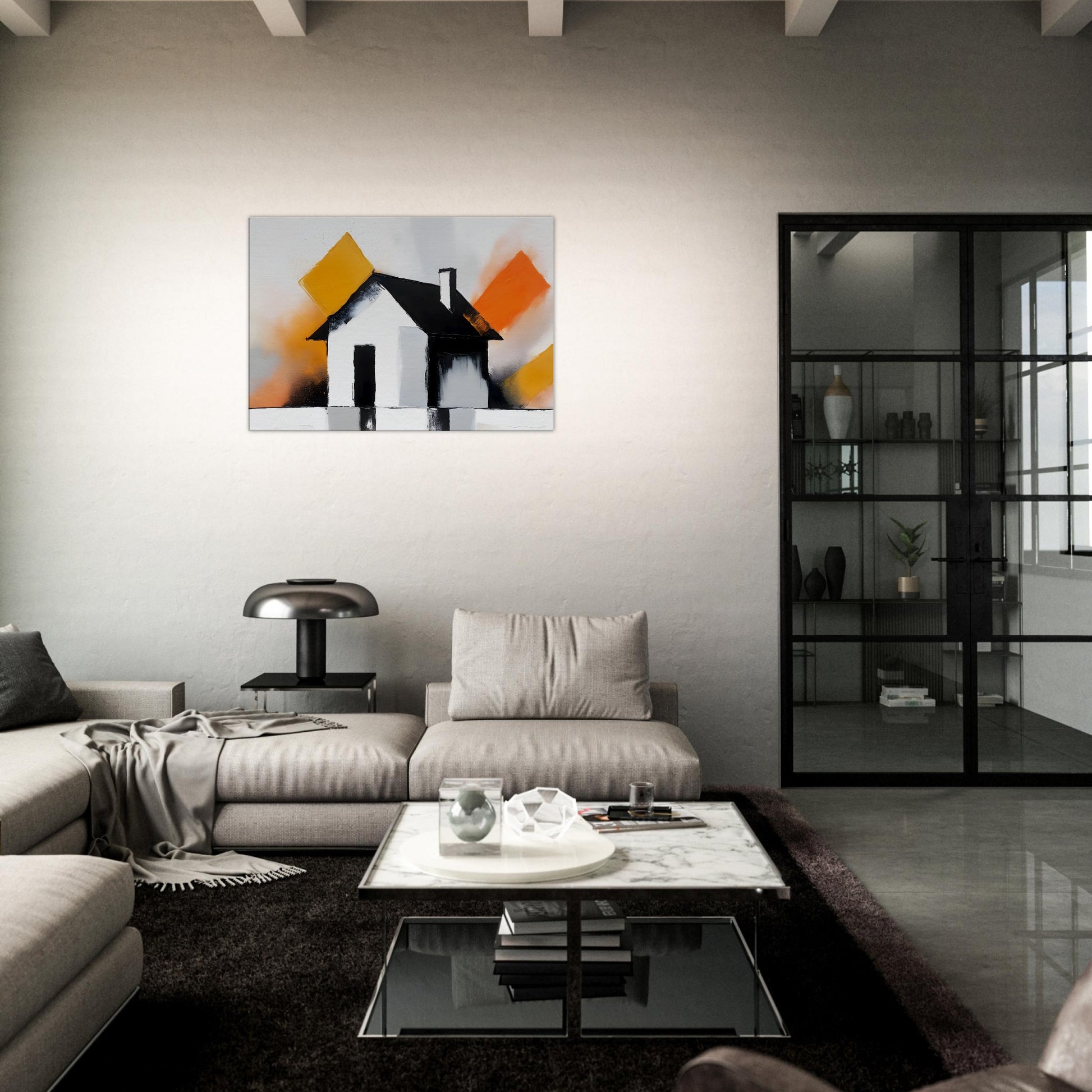 Serene Sanctuary: Minimalist House Canvas Art