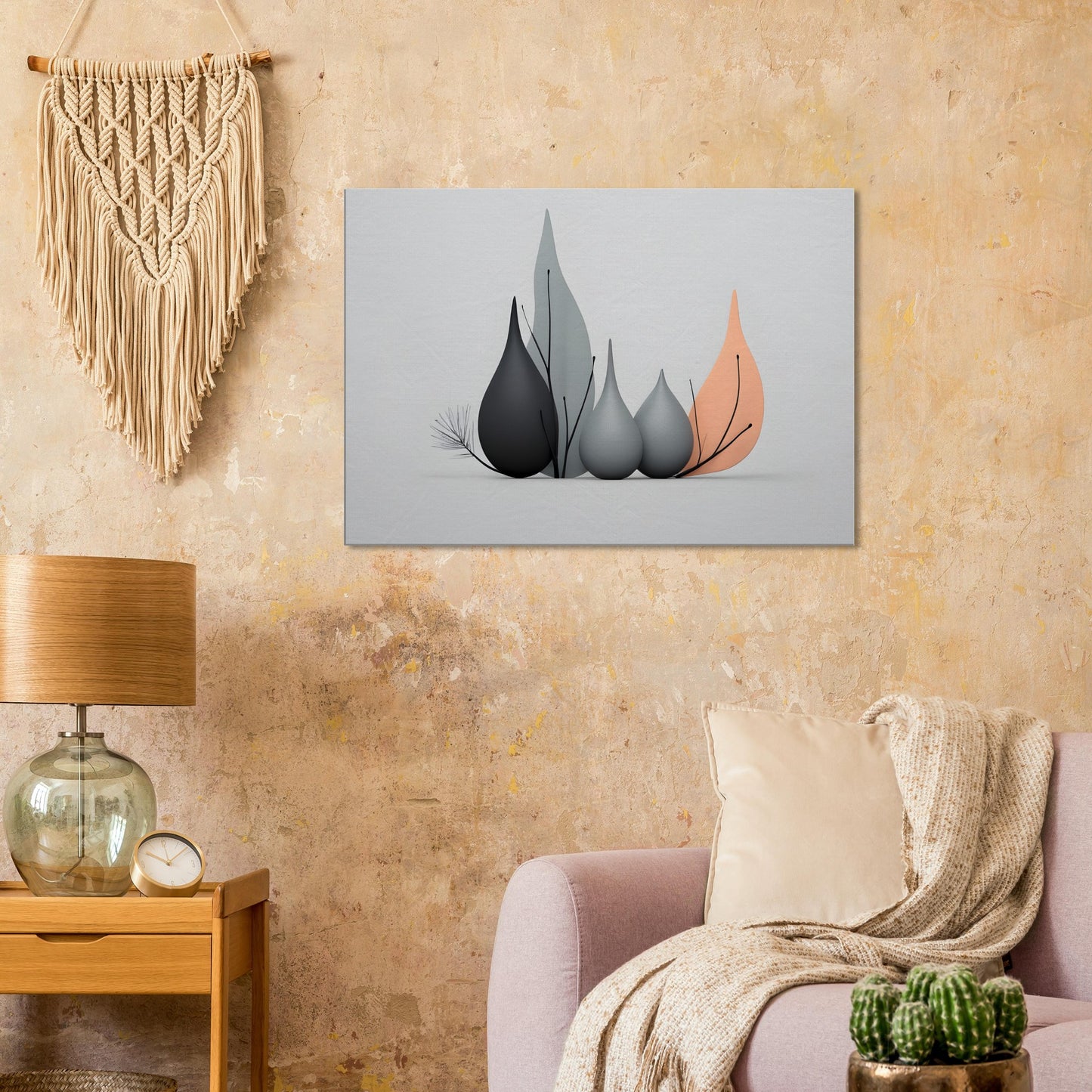 Elegant Minimalist Abstract Wall Art - Leaf Serenity