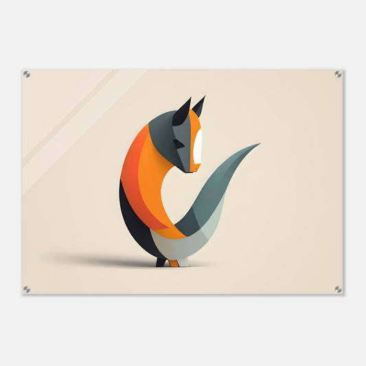 Whimsical Fox - Unique Minimalist Abstract Wall Art