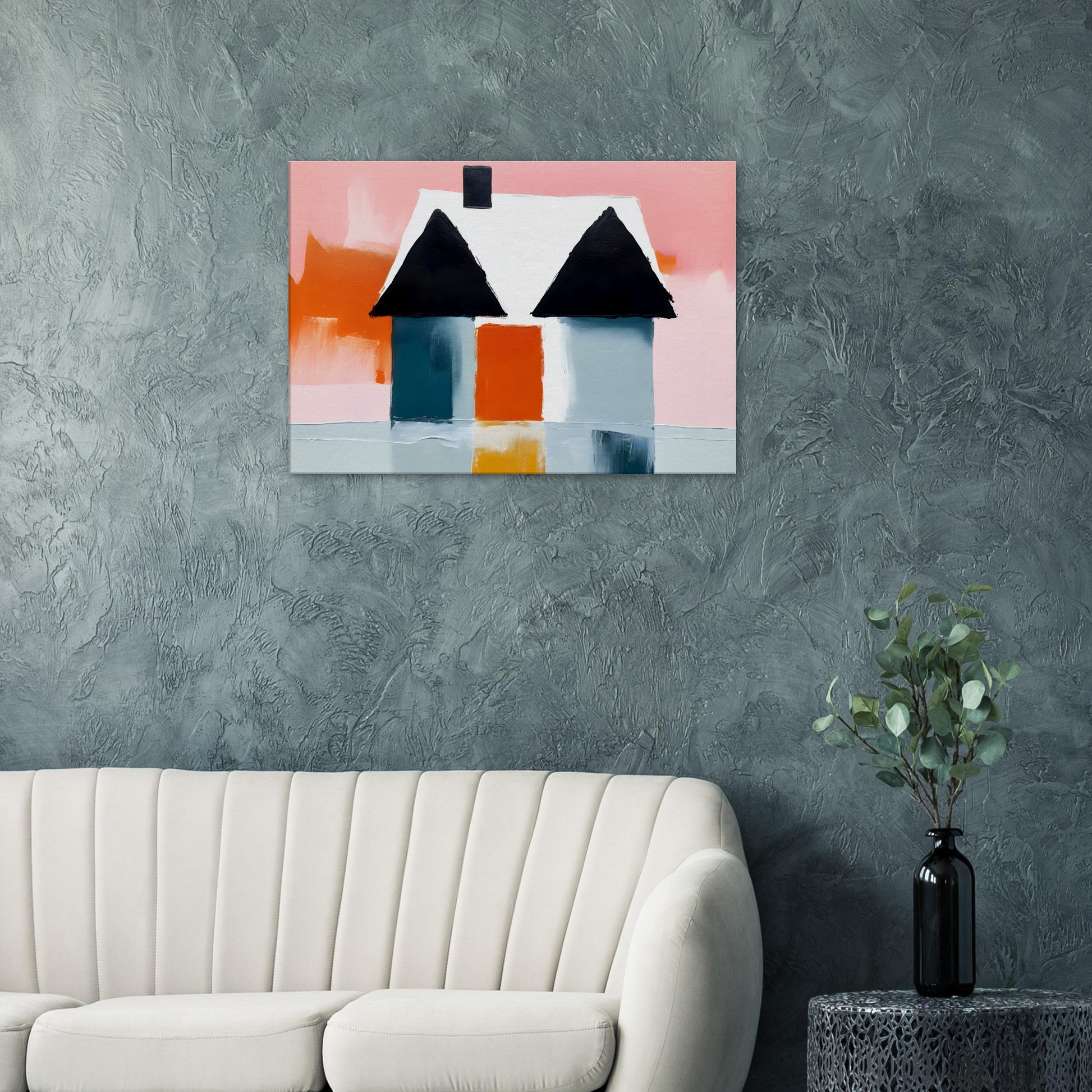 Whimsical Retreat: Modern Abstract House Print