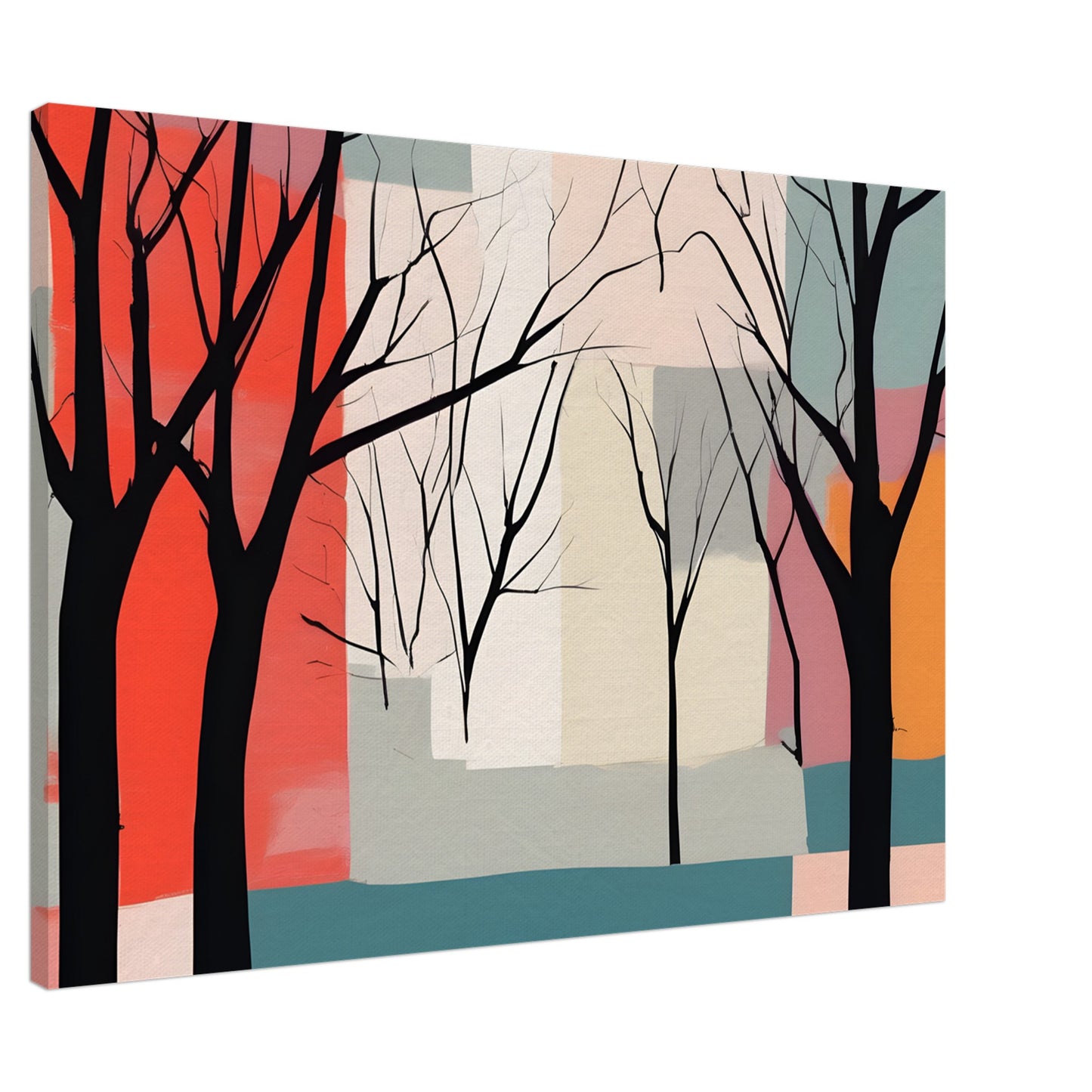 Whispered Hues - Abstract Trees Canvas Print for Modern Spaces