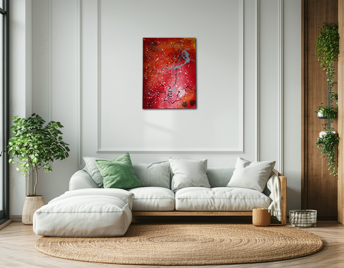 Crimson Symphony - Original Acrylic Canvas Painting, Unique Abstract Art