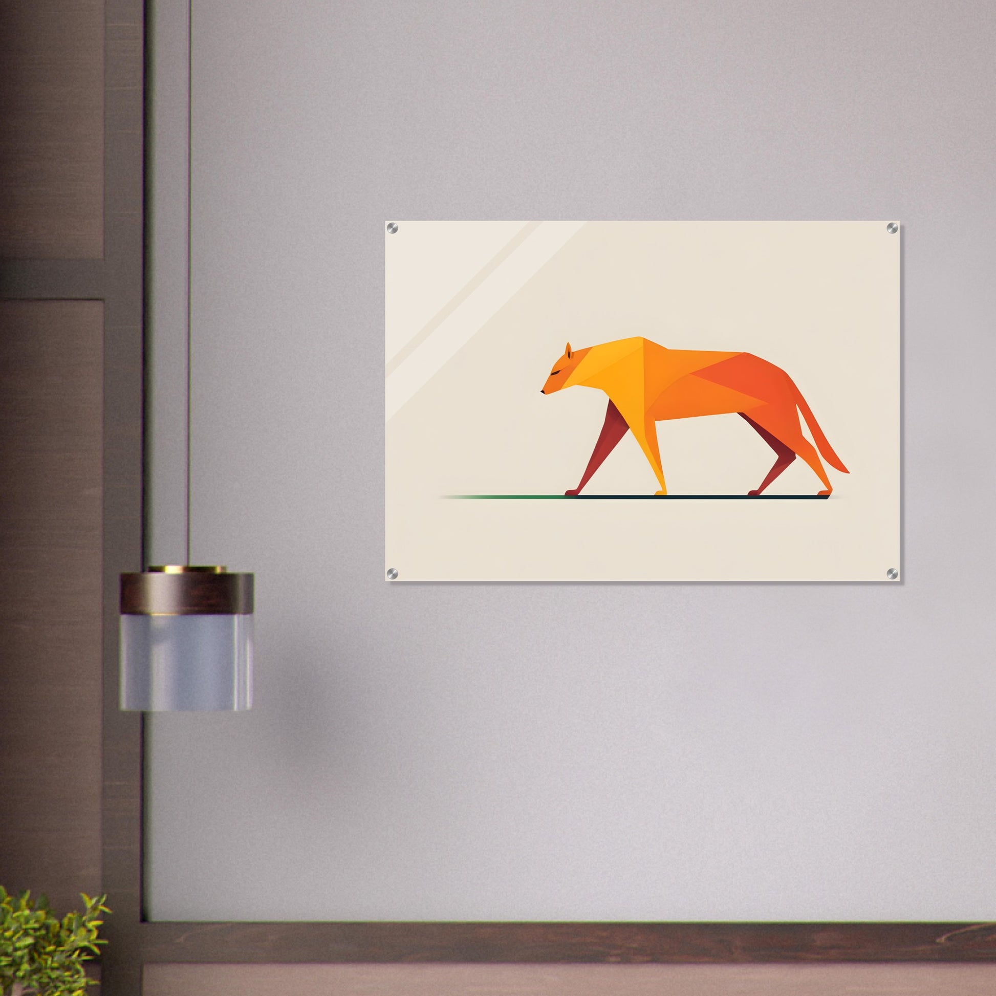 Fierce Geometric Fox - Minimalist Abstract Acrylic Art